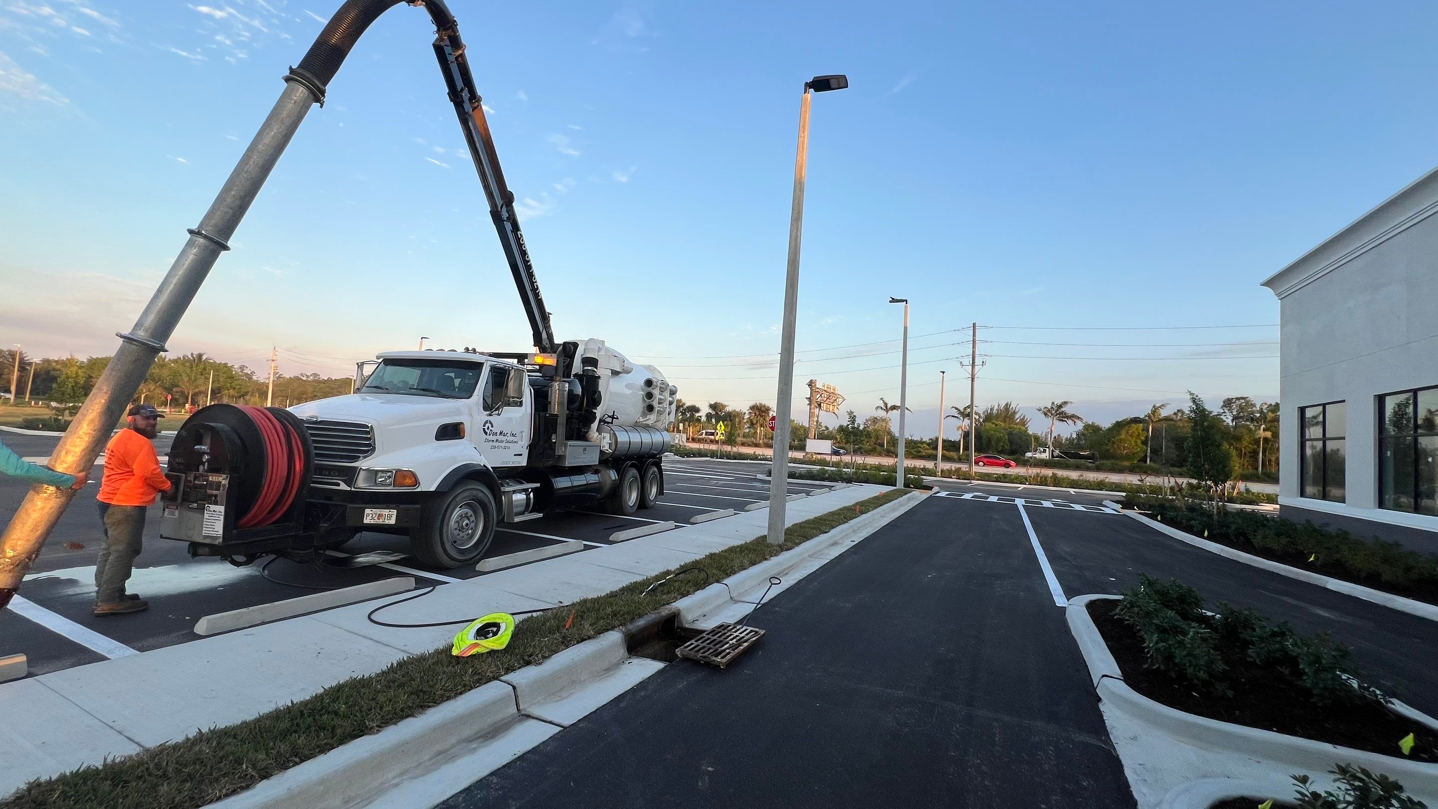 New Construction Commercial Parcel Stormwater System Cleaning by Don Mar, Inc. Storm Water Solutions