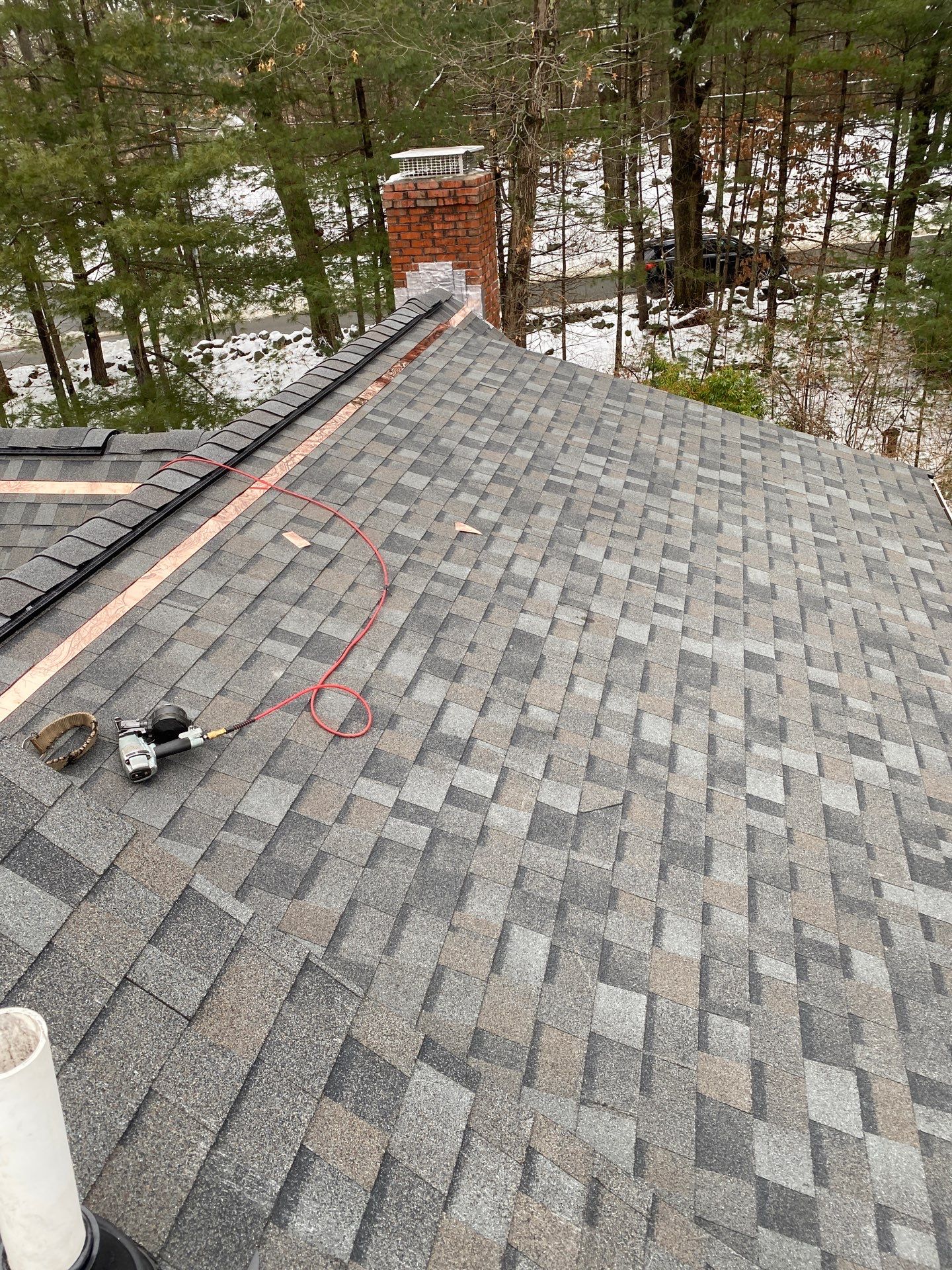 Carlisle Roofing Installation using Owens Corning Shingles and Copper by Mighty Dog Roofing of Greater Middlesex County