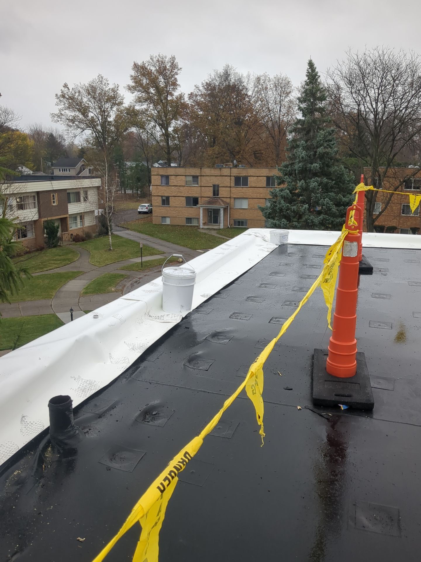 Commercial Roofing Installation using Duro-Last 50 mil PVC by 3 Daughters Construction 