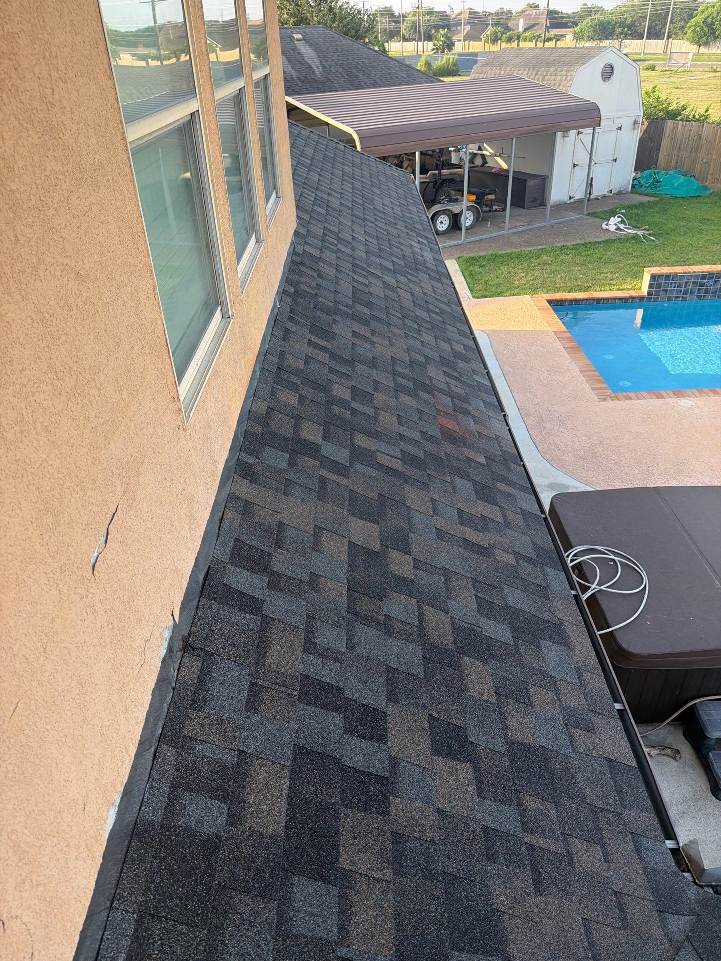 Flashing Stucco above the Roof by Bayfront Roofing and Construction