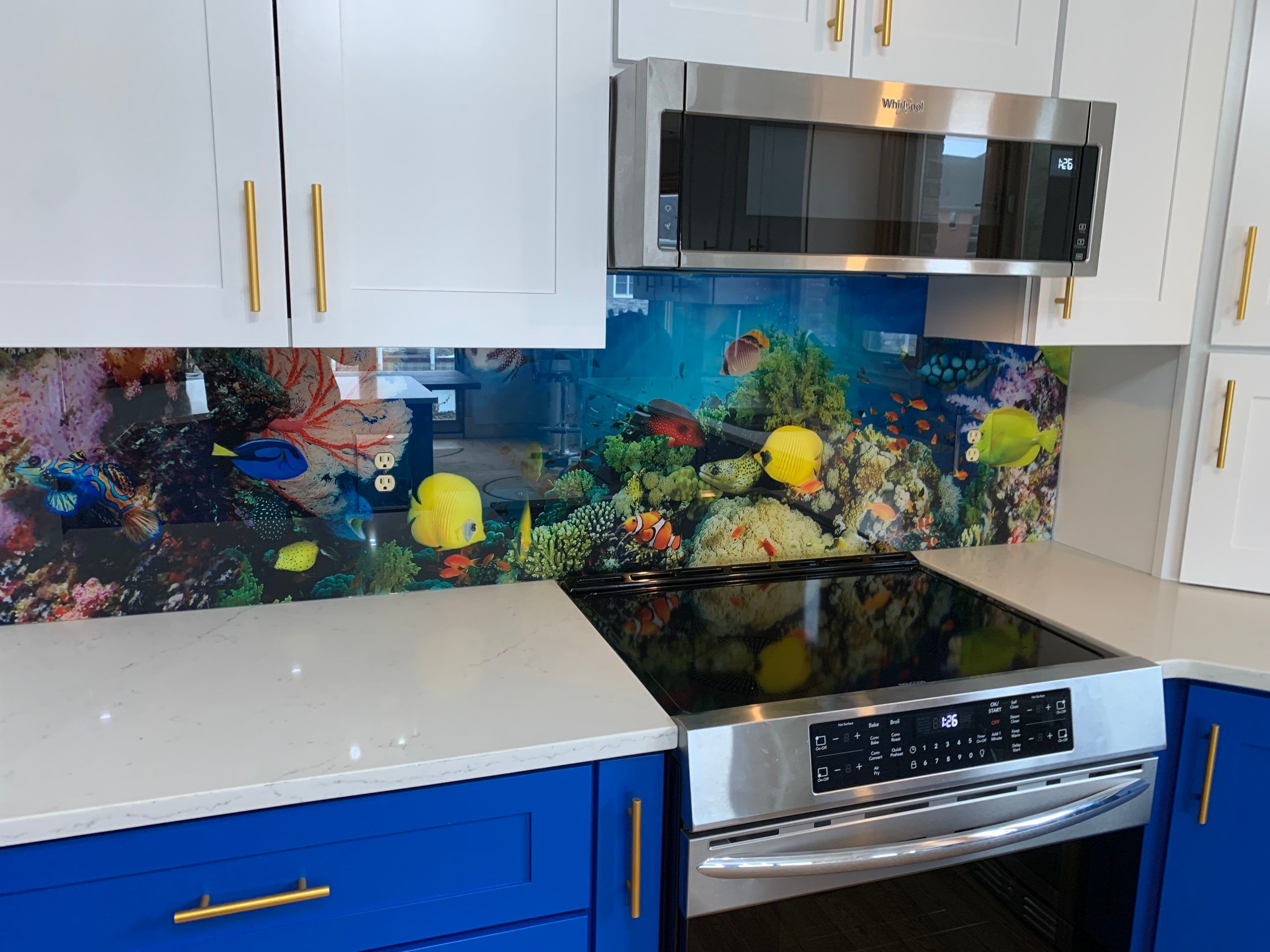 IMAGIO under the sea solid glass kitchen backsplash by IMAGIO