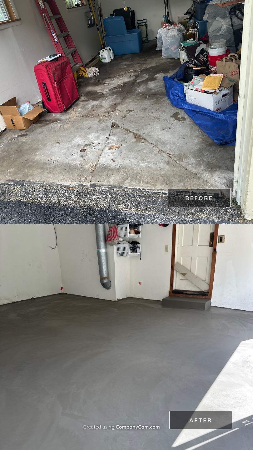Concrete garage floor replacement   by NG Masonry & Construction LLC