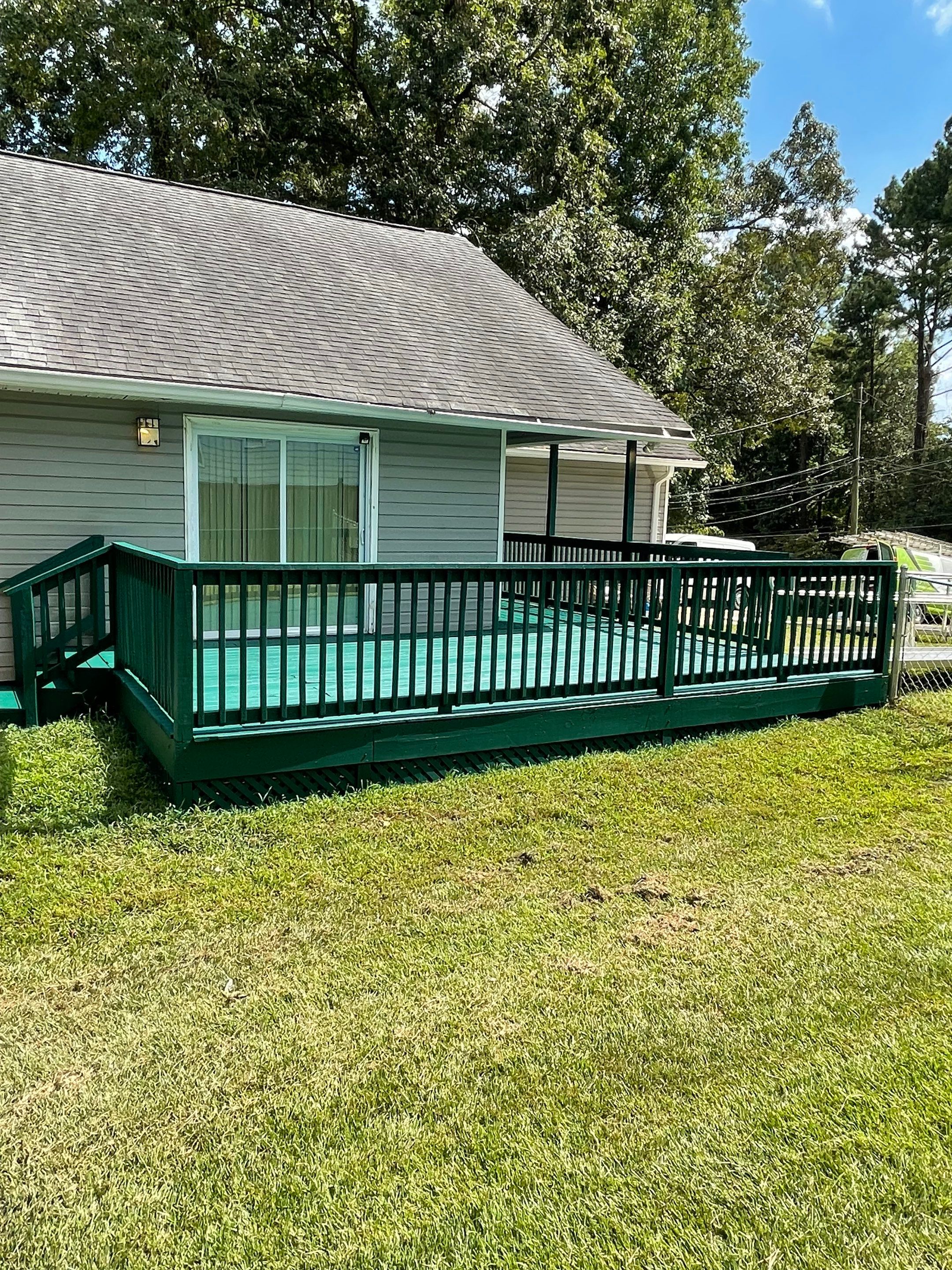 Deck Refinishing and Exterior Painting with Custom Green Finish in Decatur by Swift Home Renovations