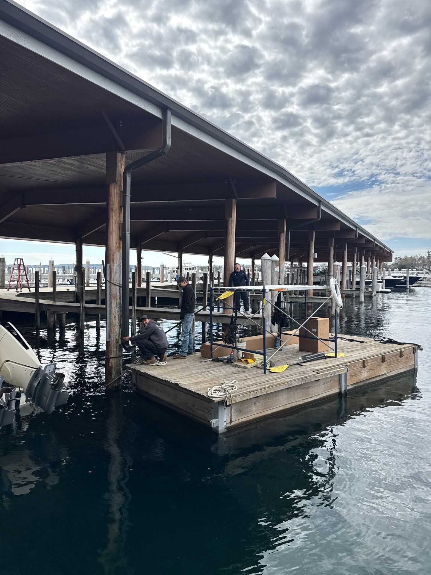 Gutter and Downspout Installation for Harbor Springs Boat House by Rainbow Seamless Systems
