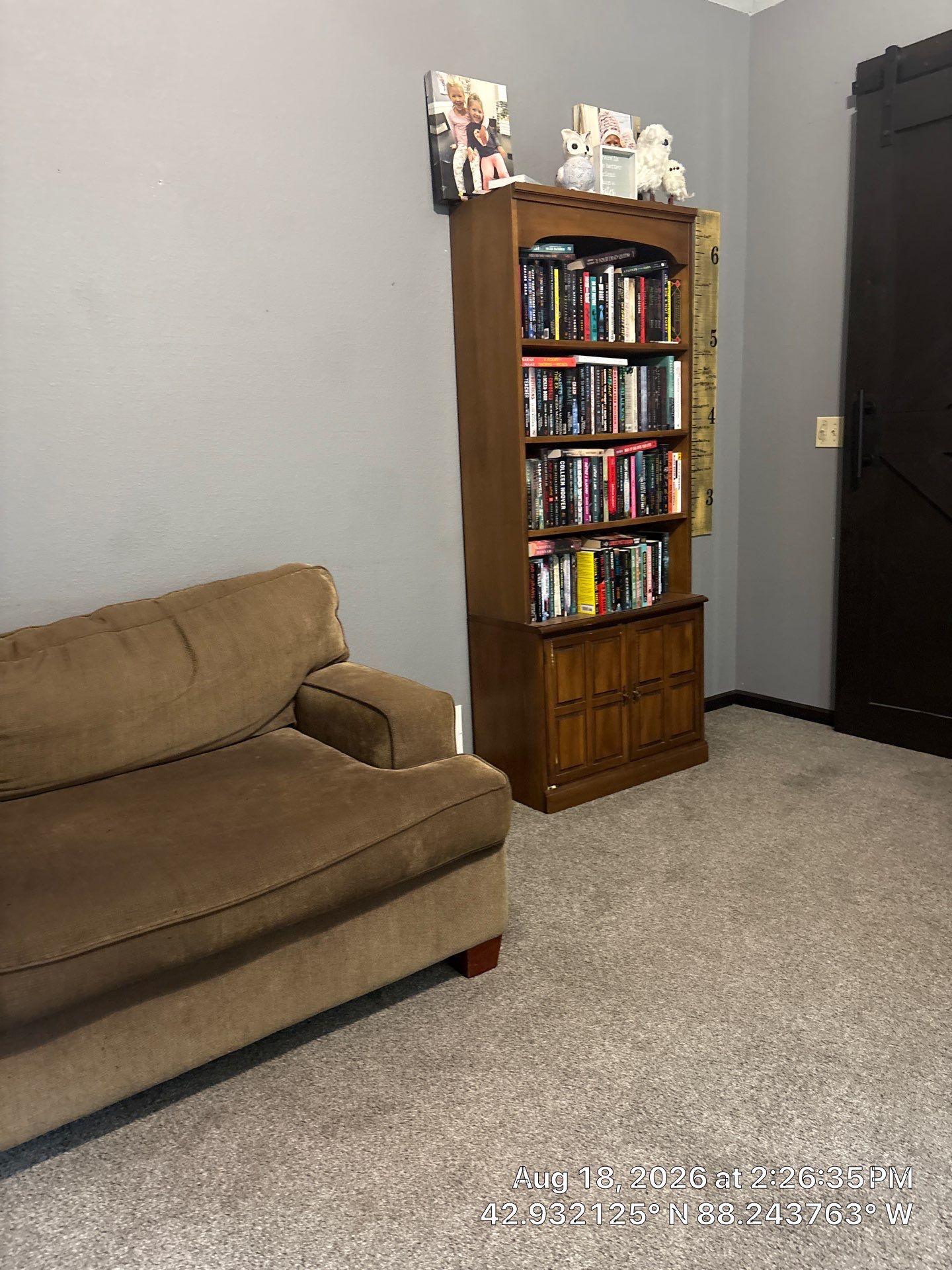 Custom Dark Wood Sliding Barn Door Installation in Waukesha by CompanyCam Sales Demo