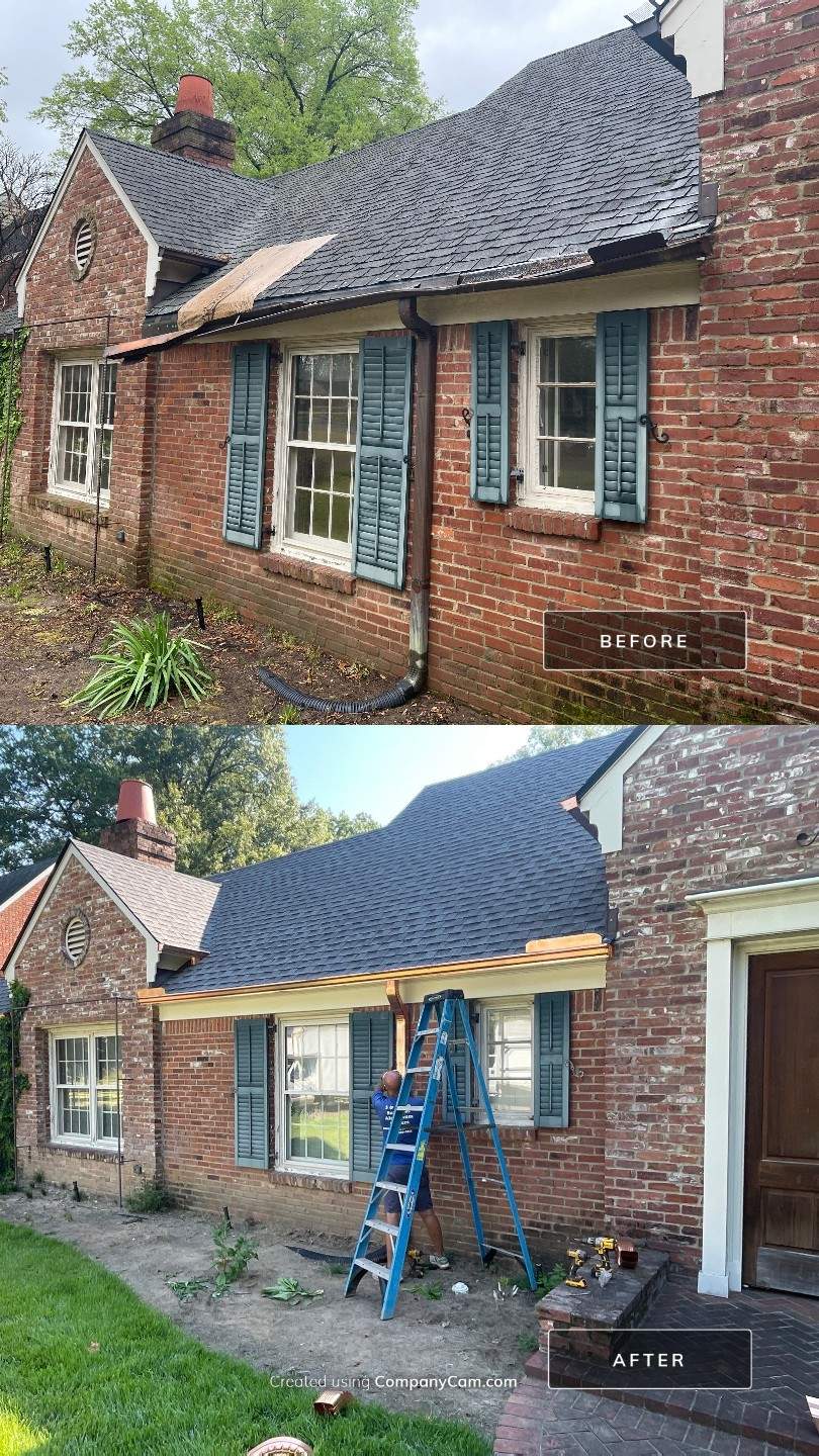 Full Roof Replacement with gutter upgrade after tree impact damage in East Memphis by Revival Roofing Services
