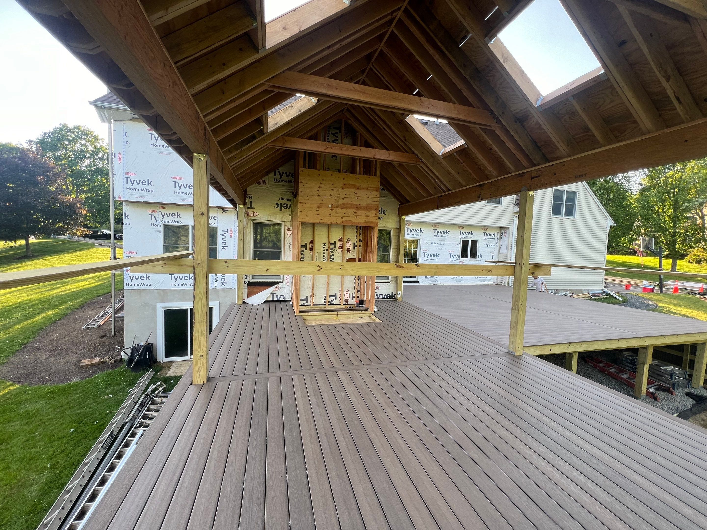 New Deck with A-Frame Style Roof by deck guardian