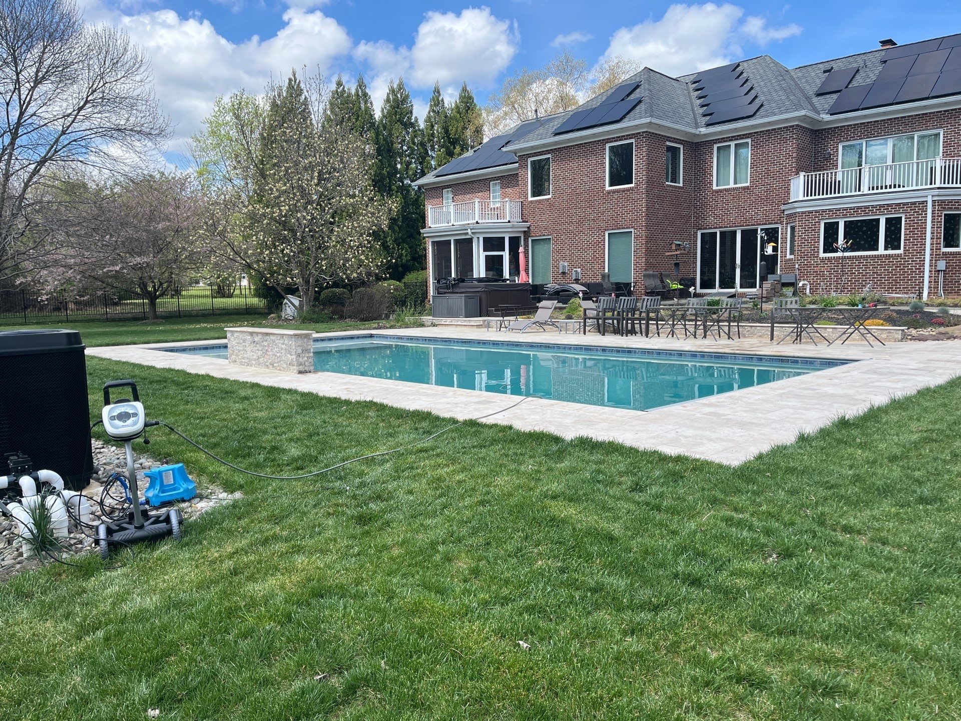 Gunite Pool w/ Raised Waterfall and Autocover  by Elysium Pools