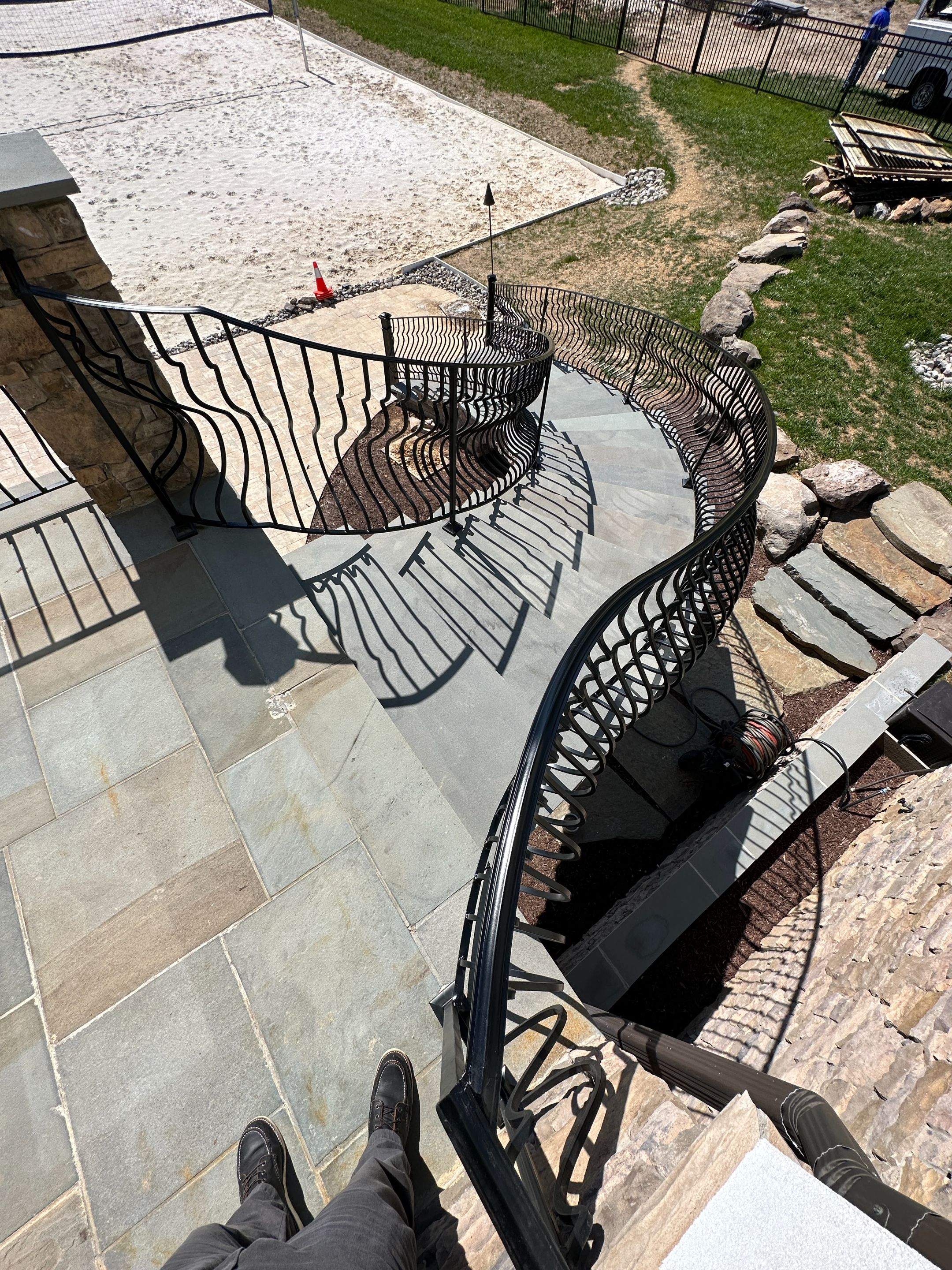 Ornamental Exterior Stair Railings – Custom Slate Surface Mount – Ijamsville, MD by Capitol Iron Works