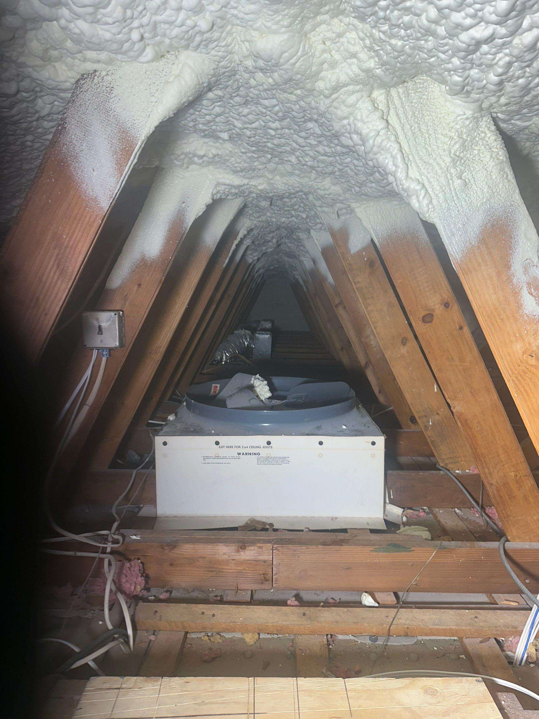 Rim Joist using open cell spray foam by NYS Foam & Energy