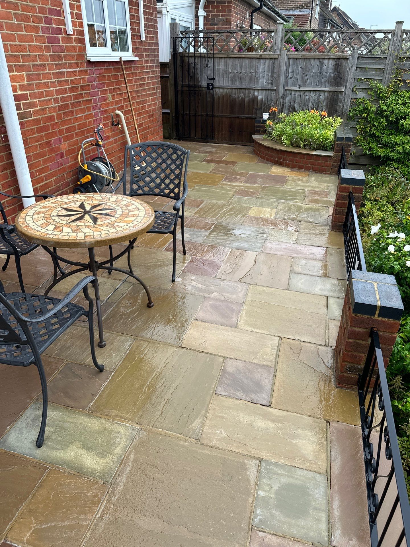 York Stone Patio Cleaning using Honda 15lpm Low Pressure Washing Machine by Ges Exterior Cleaning ltd