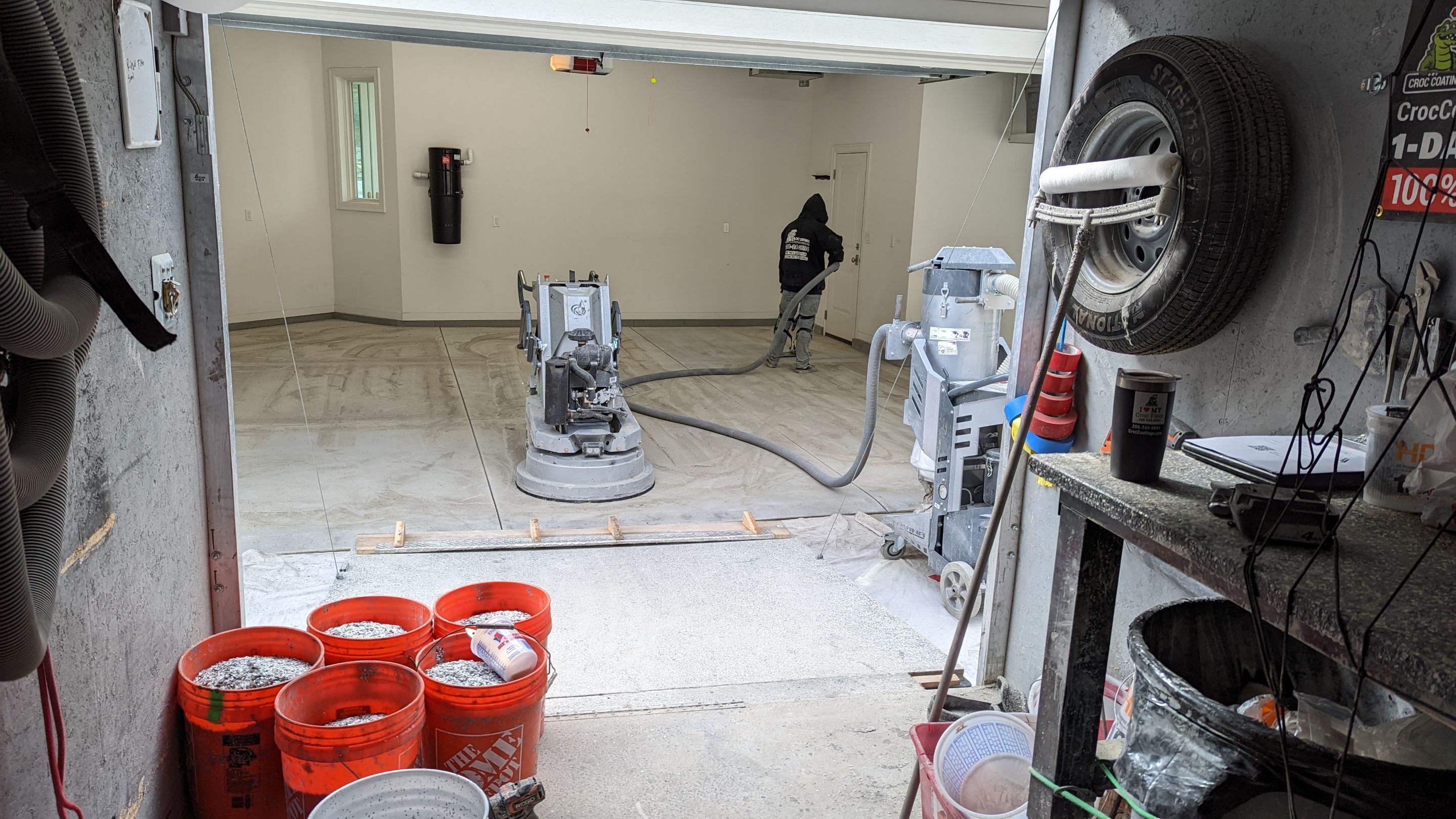 Garage Transformation using Slate Stone by Croc Coatings, LLC