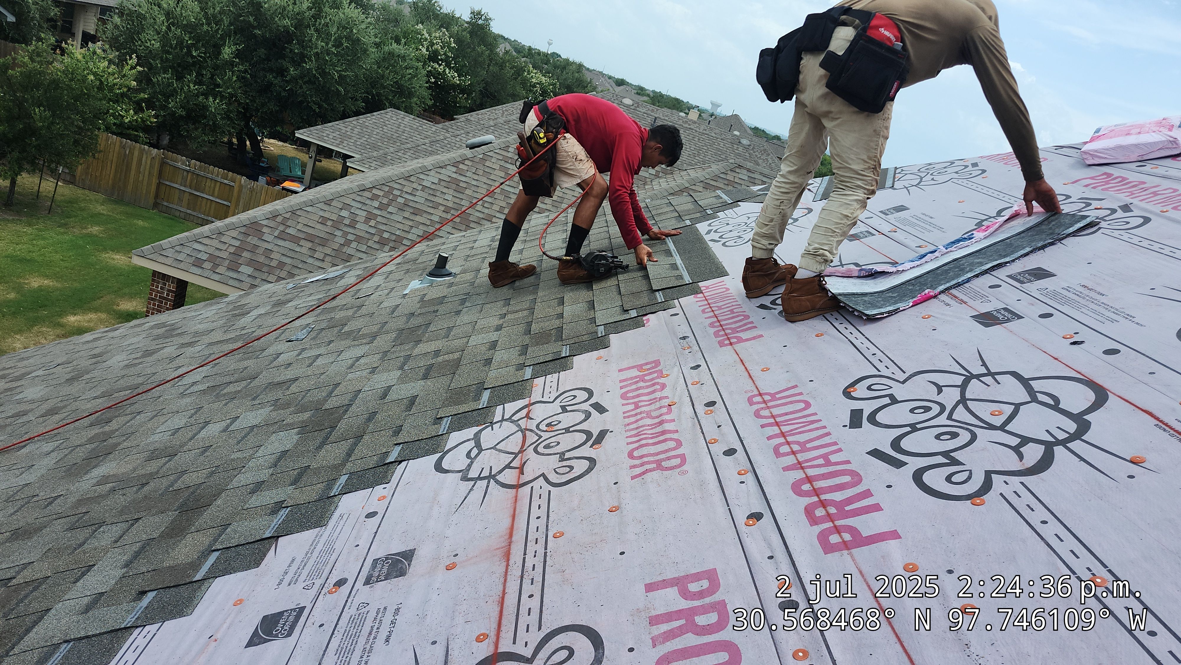 Architectural Shingle Roof Replacement and Gutter Installation in Round Rock by Caliber Restoration LLC