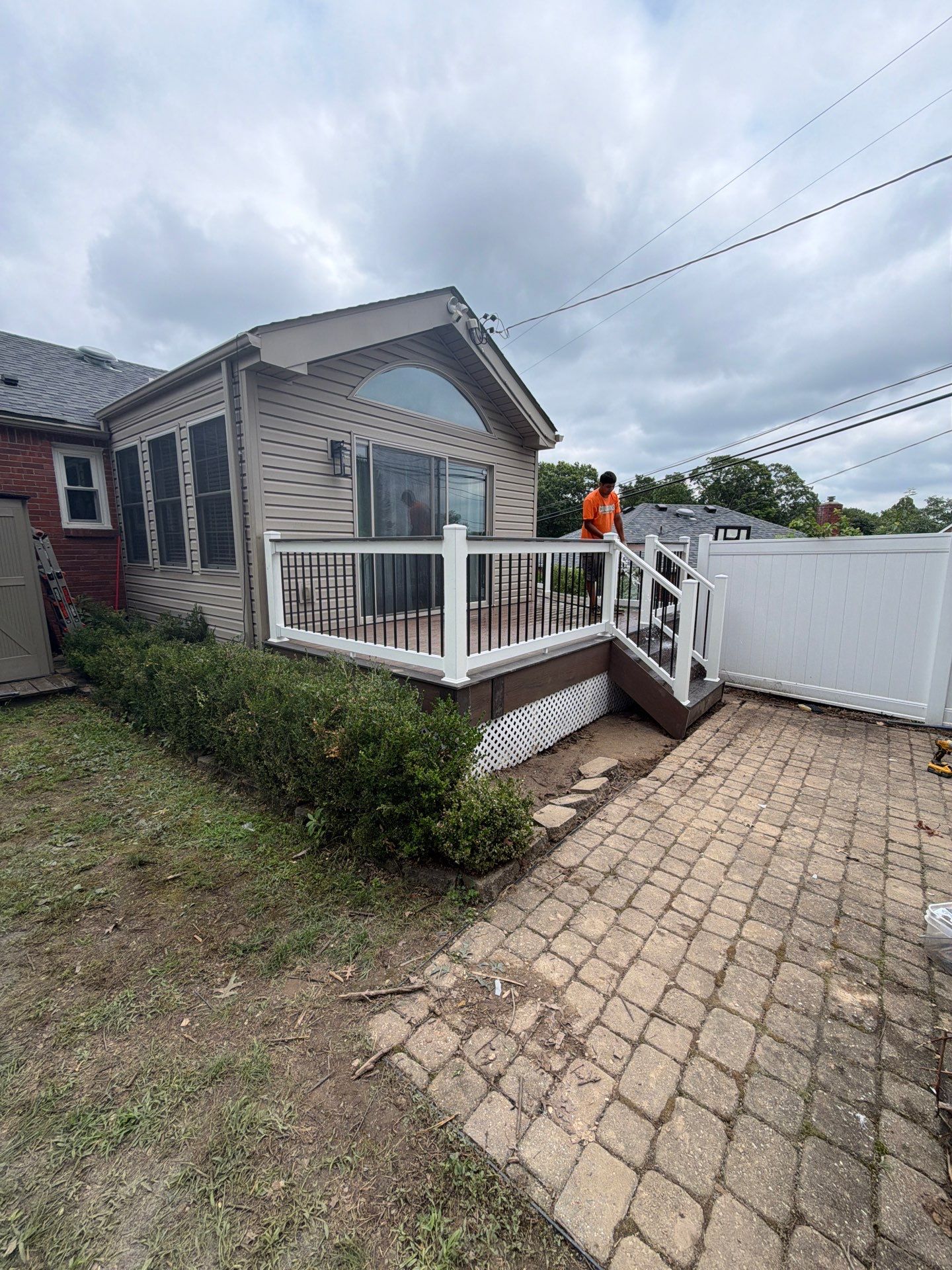 2 tone Composite Re-Deck with Vinyl Railings in Pittsburgh by Cousins Roofing Siding & Decks