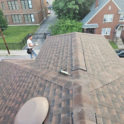 Residential Roofing Installation using GAF TImberline HDZ Hickory