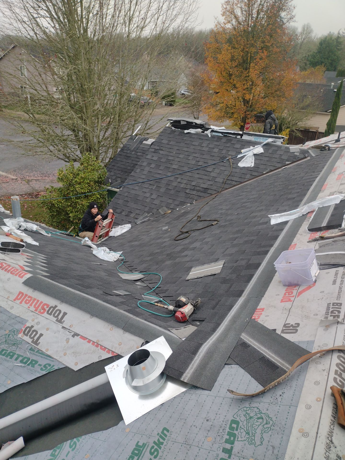 Residential Roofing Installation using IKO Dynasty (Color: Granite Black) by Orezona Building & Roofing Company, Inc.
