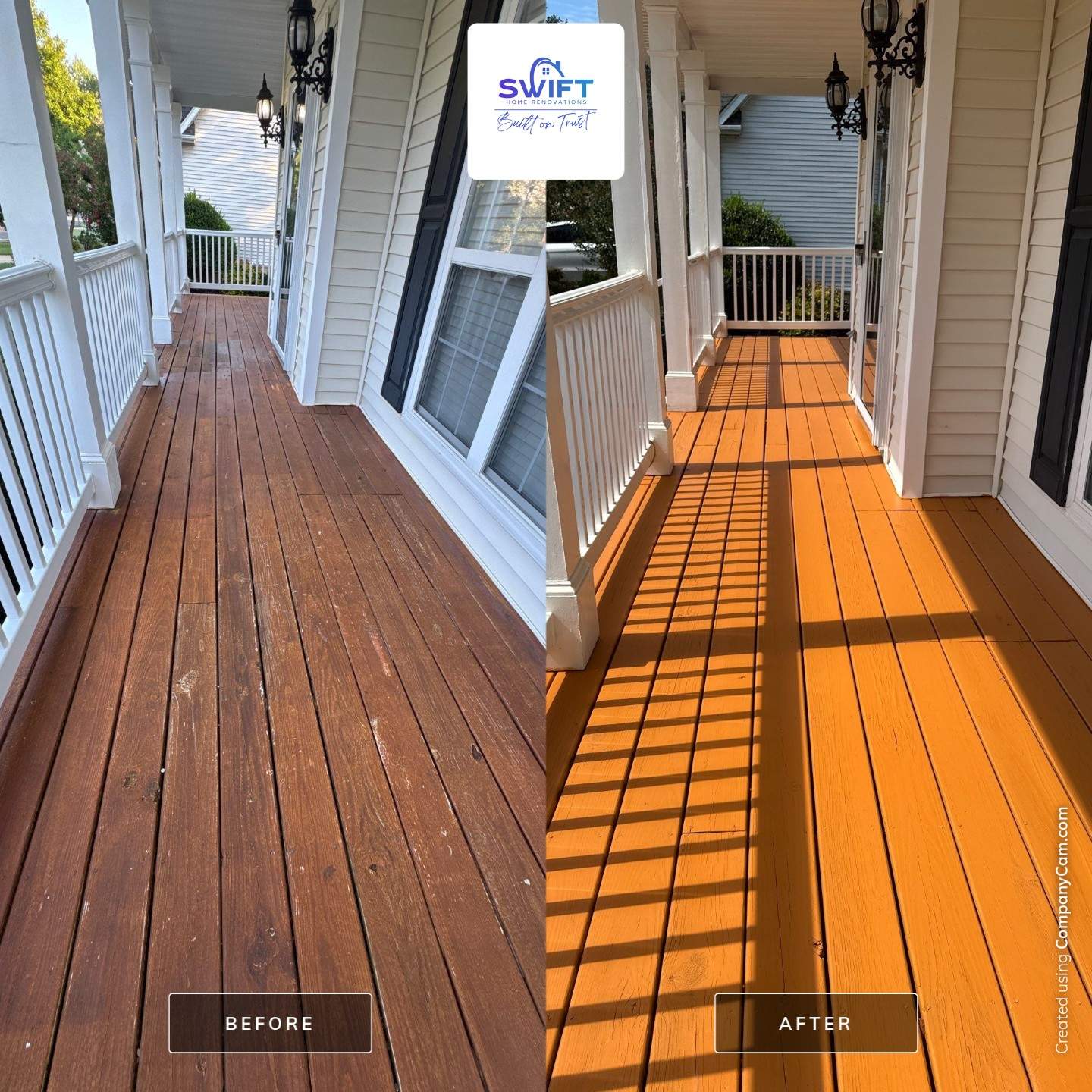 Multi-Level Deck and Front Porch Staining in Powder Springs by Swift Home Renovations