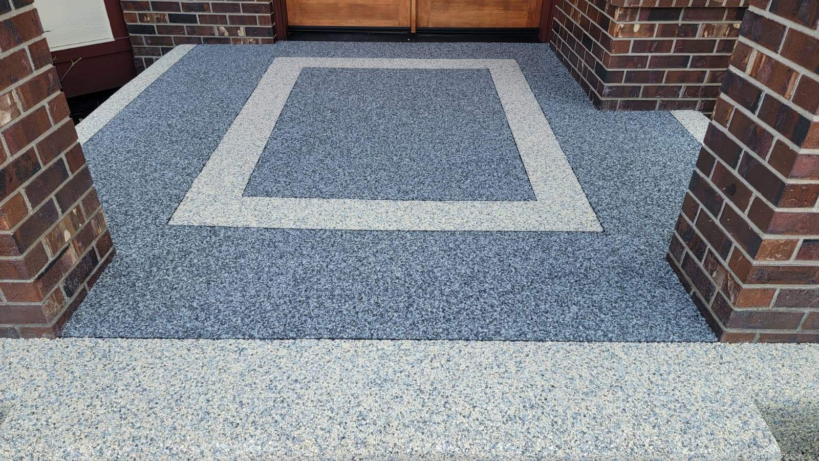 Elegant Walkway and Patio in Palazzo and Santorini Vuba Stone  by Concrete Coating Experts Inc.