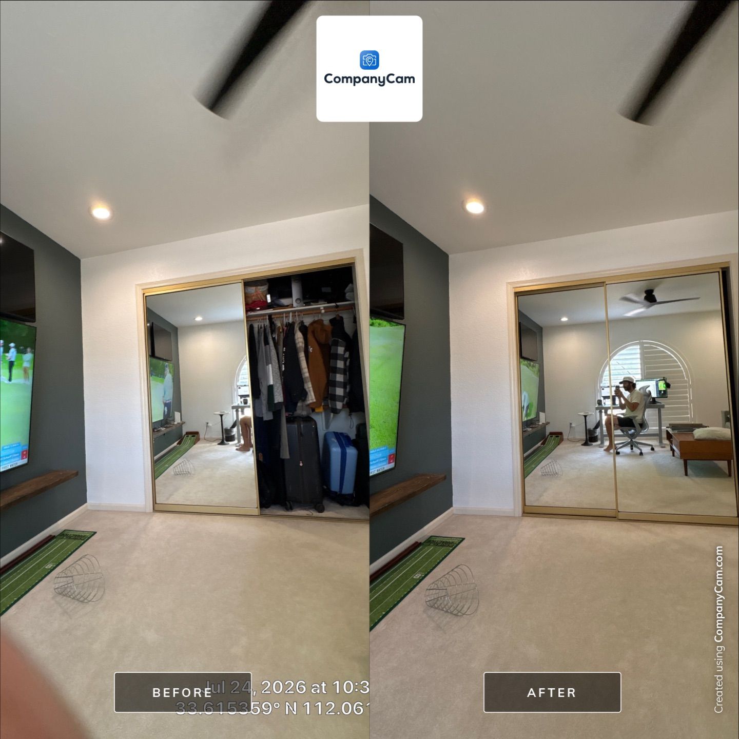 Multi-Screen Media Wall and Plantation Shutter Installation in Phoenix by CompanyCam Sales Demo