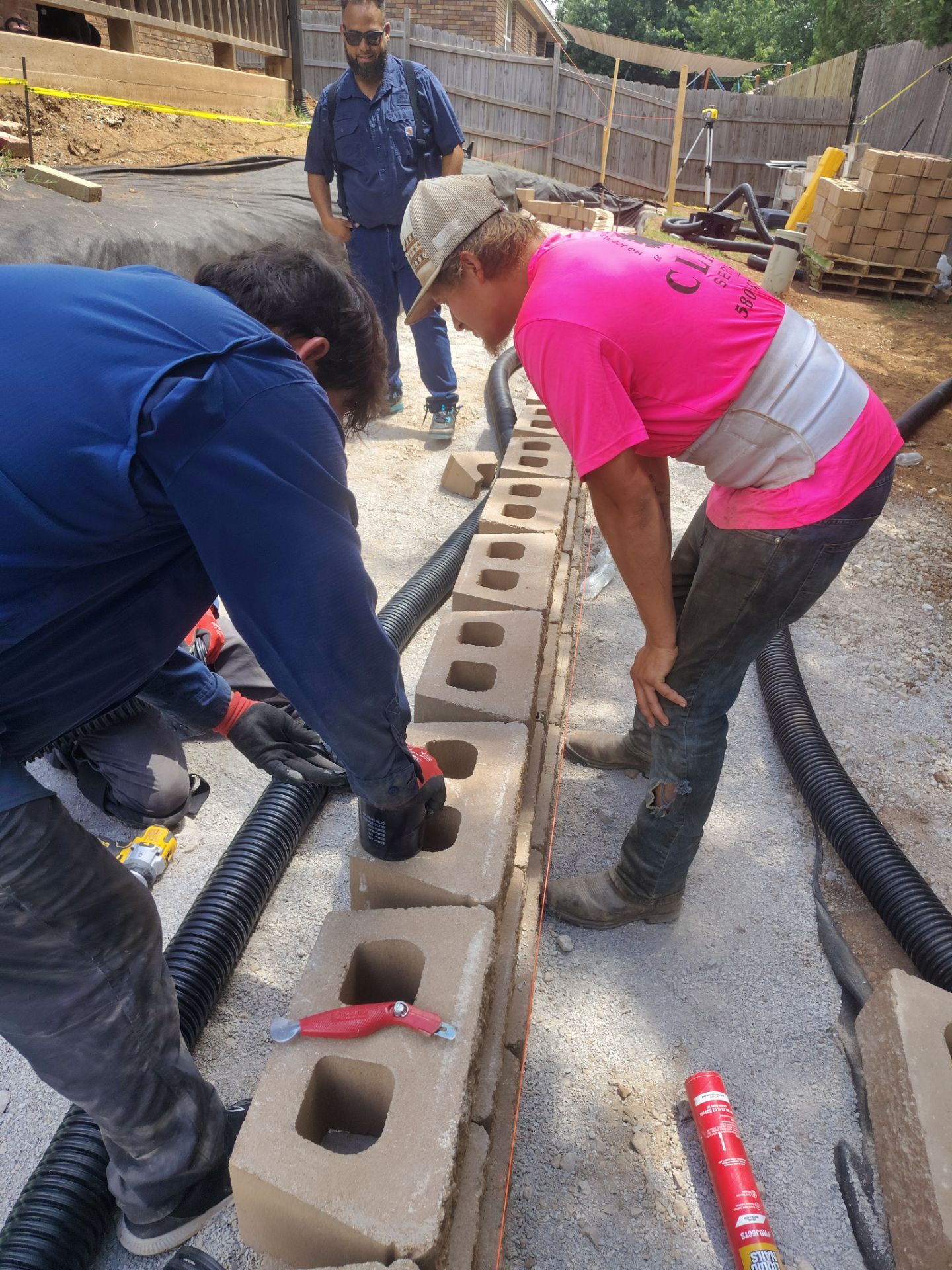 Custom Segmental Block Retaining Wall and Sod Installation in Lawton by Clays Services Inc