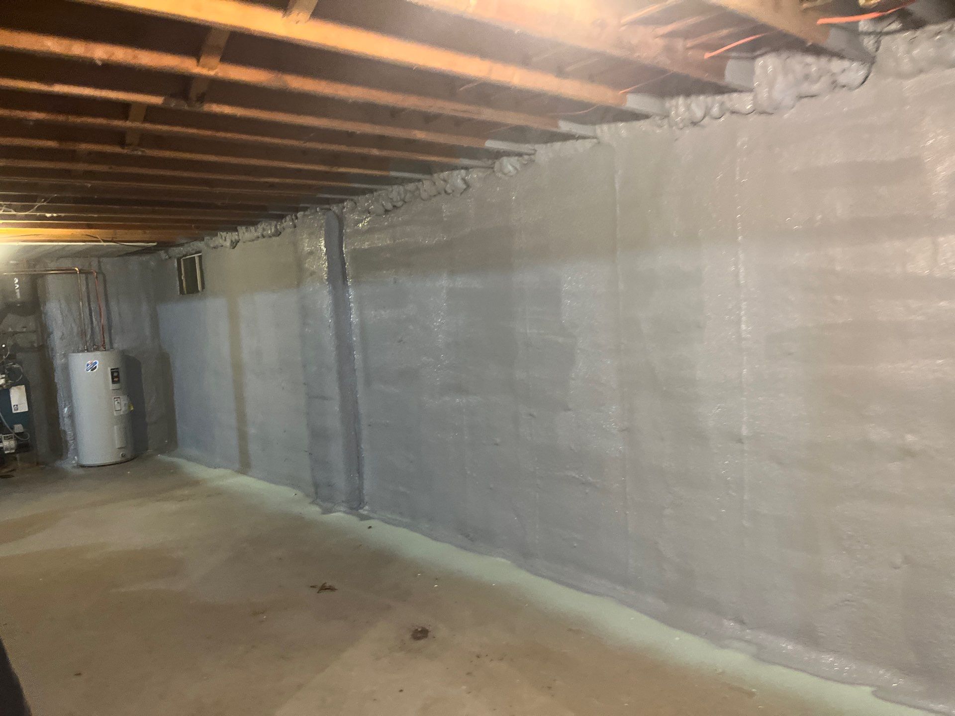 Basement Exterior Walls using Closed Cell Spray Foam by NYS Foam & Energy