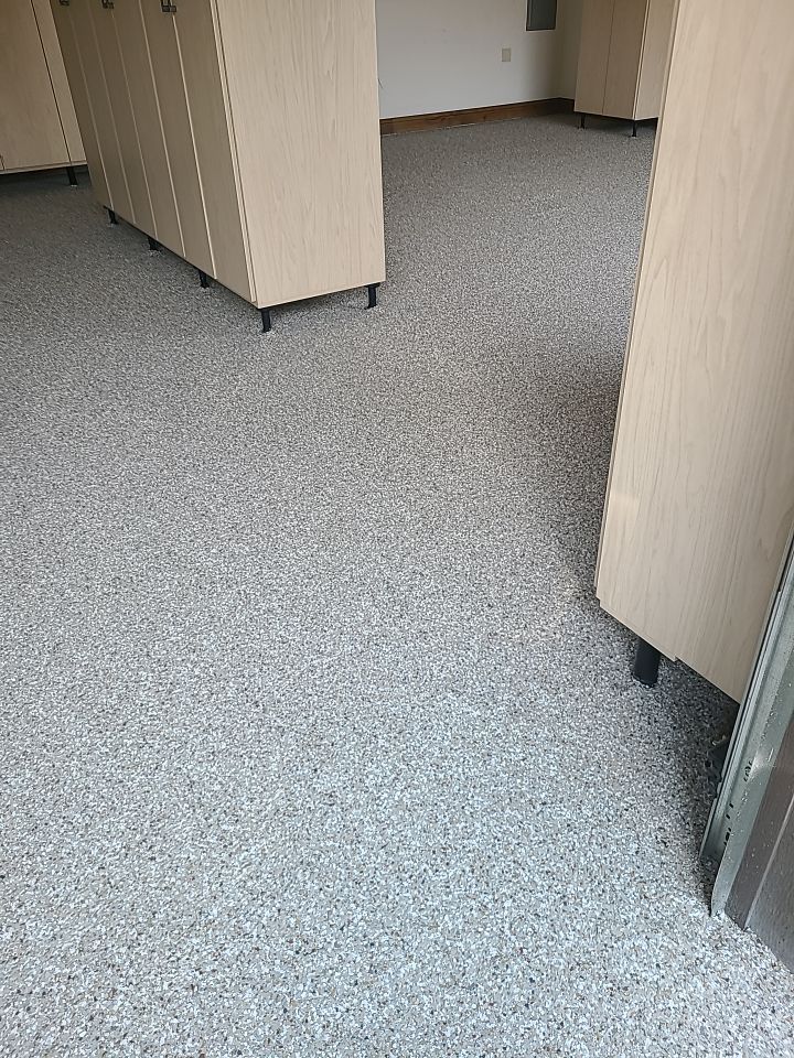Garage Transformation using Pebble Beach by Croc Coatings, LLC