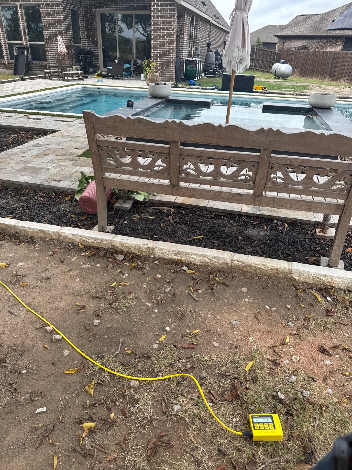 Geometric Pool with Raised Spa, Turf and Outdoor Kitchen by Pinnacle Pools and Spas - DFW