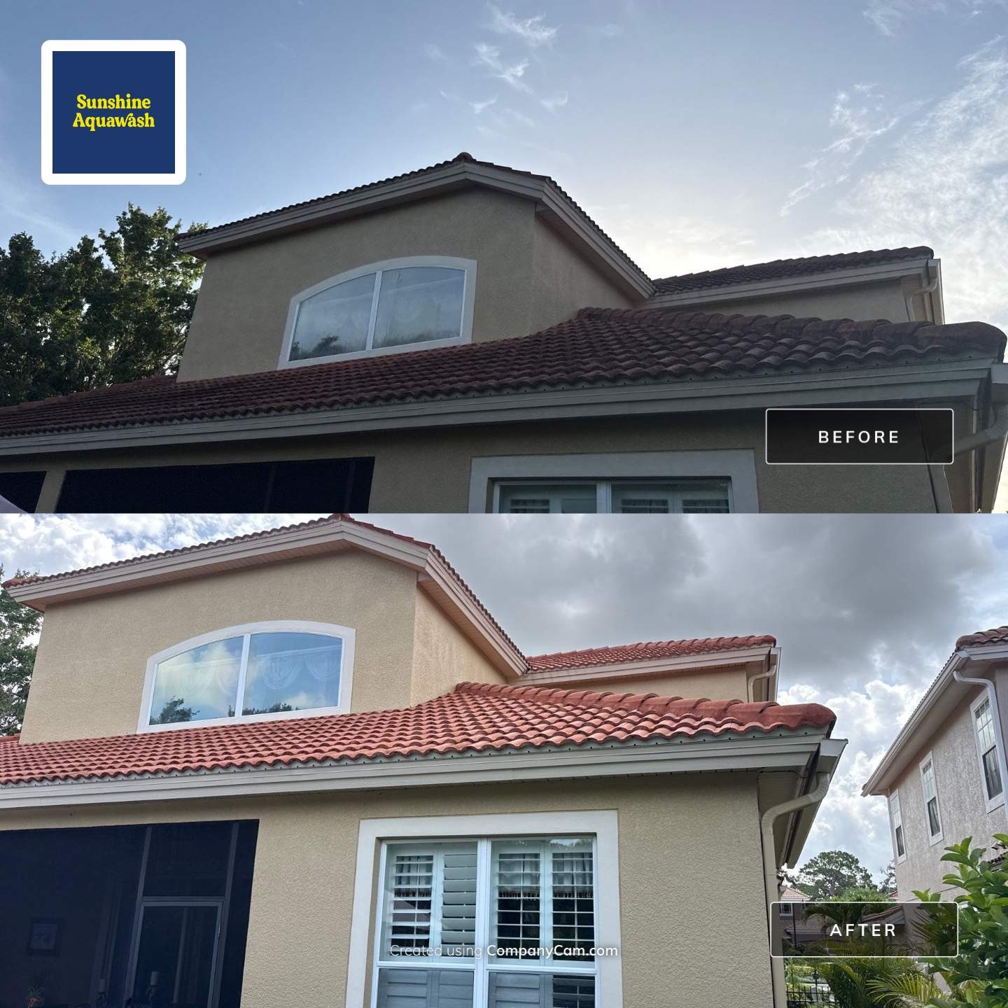 Soft Wash Tile Roof Cleaning in Sonoma Community, Sarasota, FL by Sunshine AquaWash