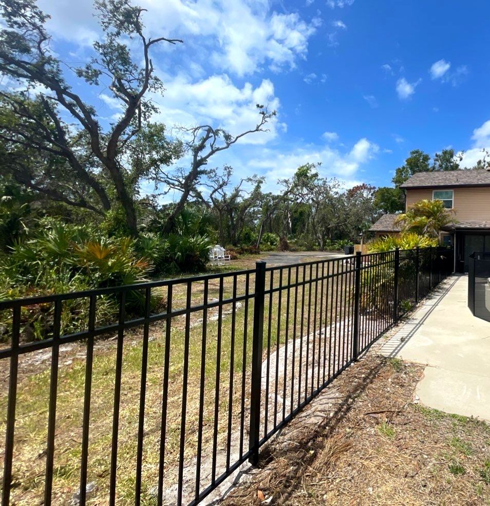 Black Aluminum 3 Rail Fence and Treated Wood Board on Board Privacy Fence  by Asap fence and gates, LLC