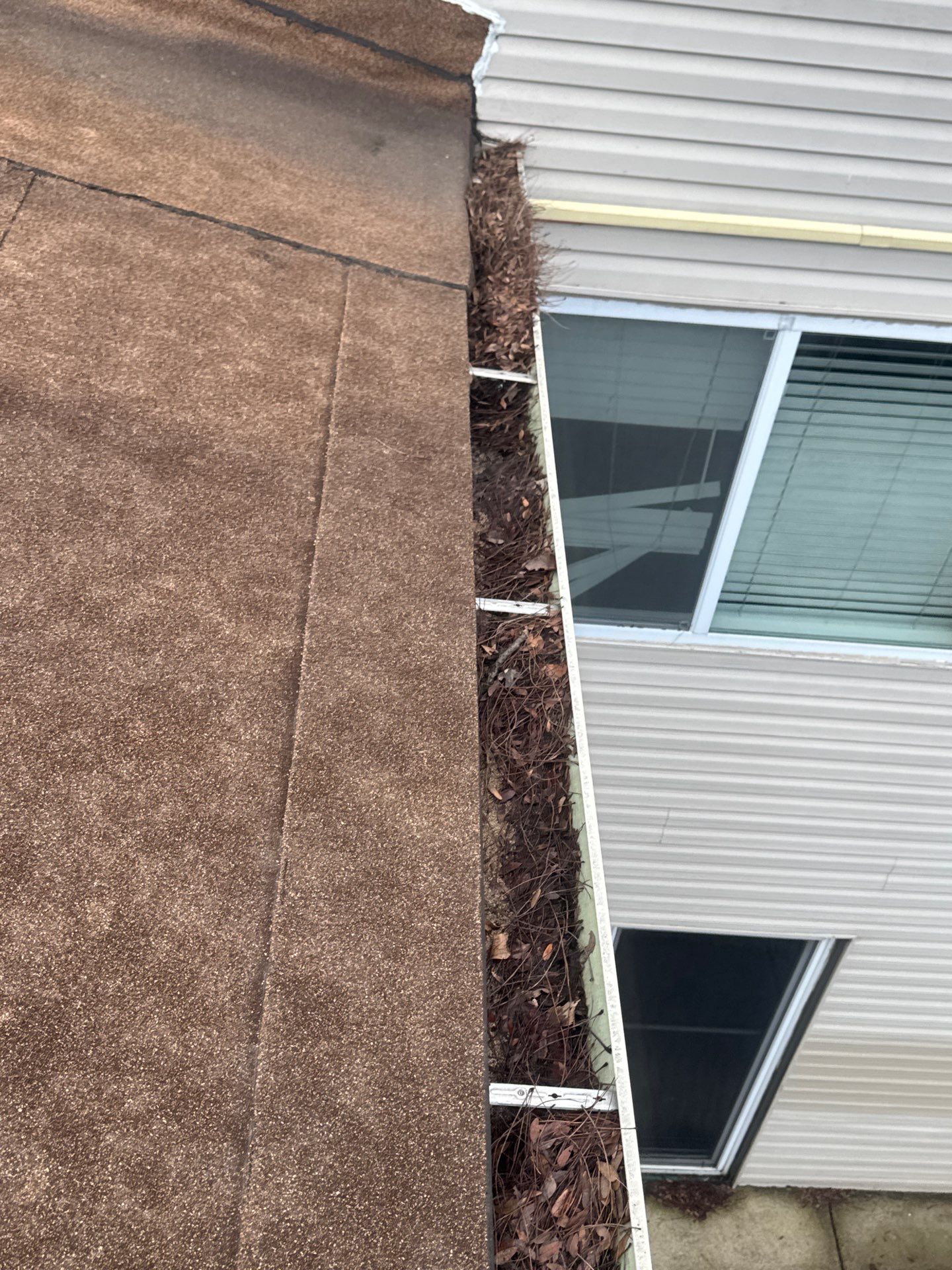 Commercial gutter cleaning Lombard, IL before photo with filled gutters