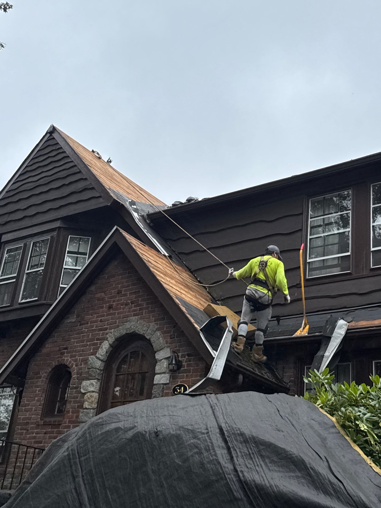Roof Replacement with Skylight & Downspout Work in Belmont, MA by Mighty Dog Roofing of Greater Middlesex County