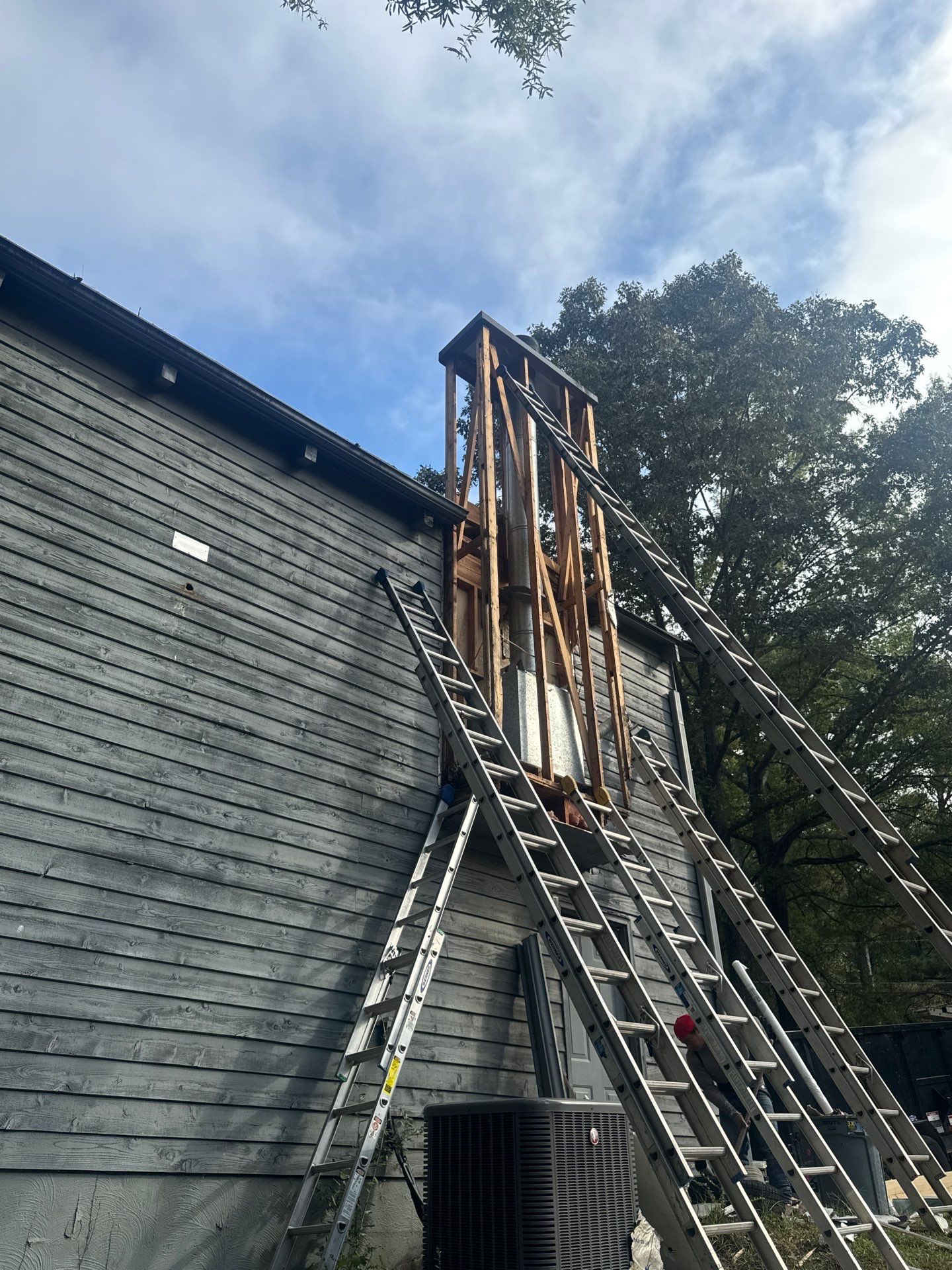 Chimney Chase Siding Replacement and Exterior Painting in Cartersville by Swift Home Renovations 