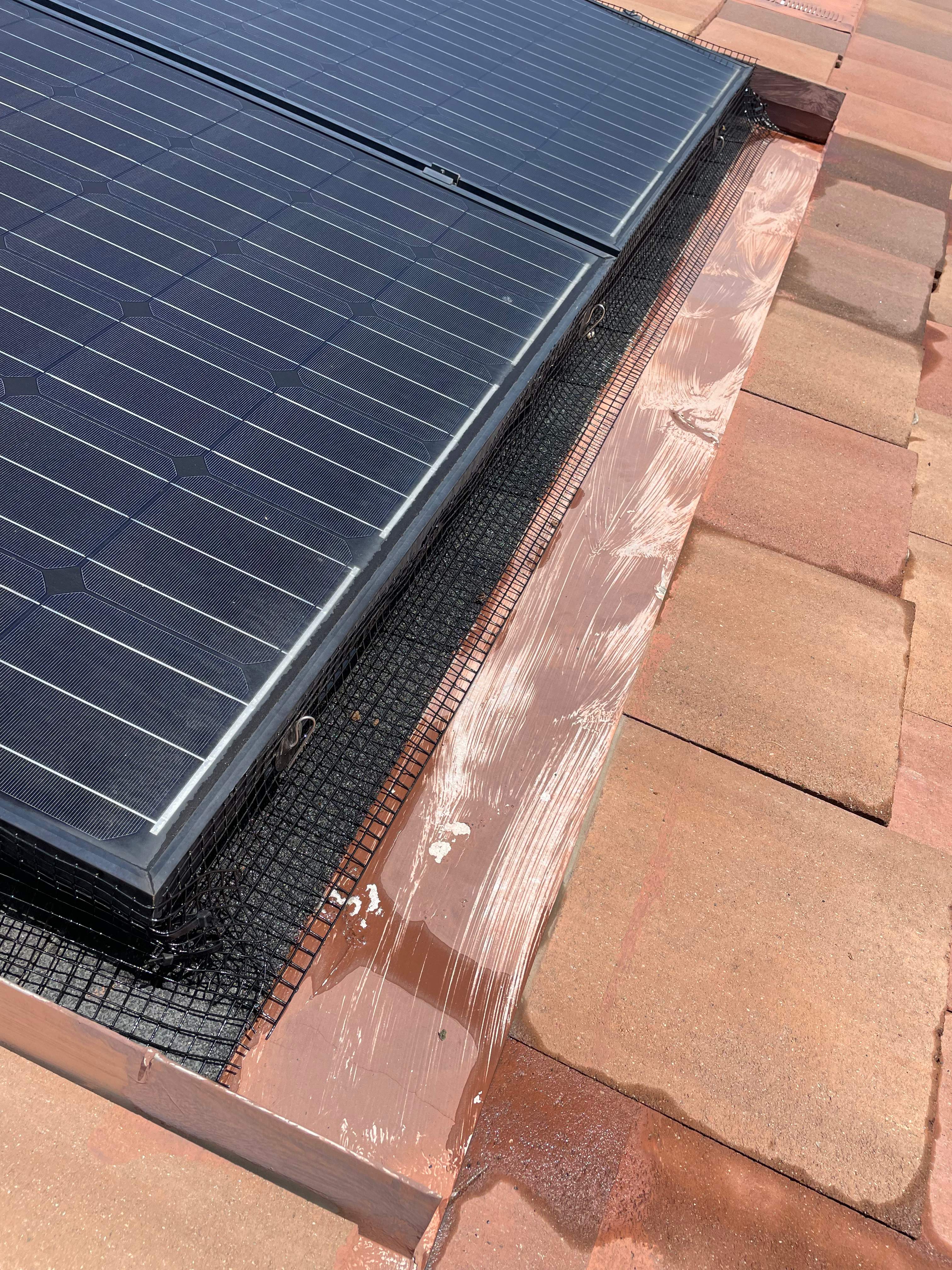 Completed Solar Panel Bird Proofing Project in San Bernardino Ca by Palm Coast Solar Cleaning