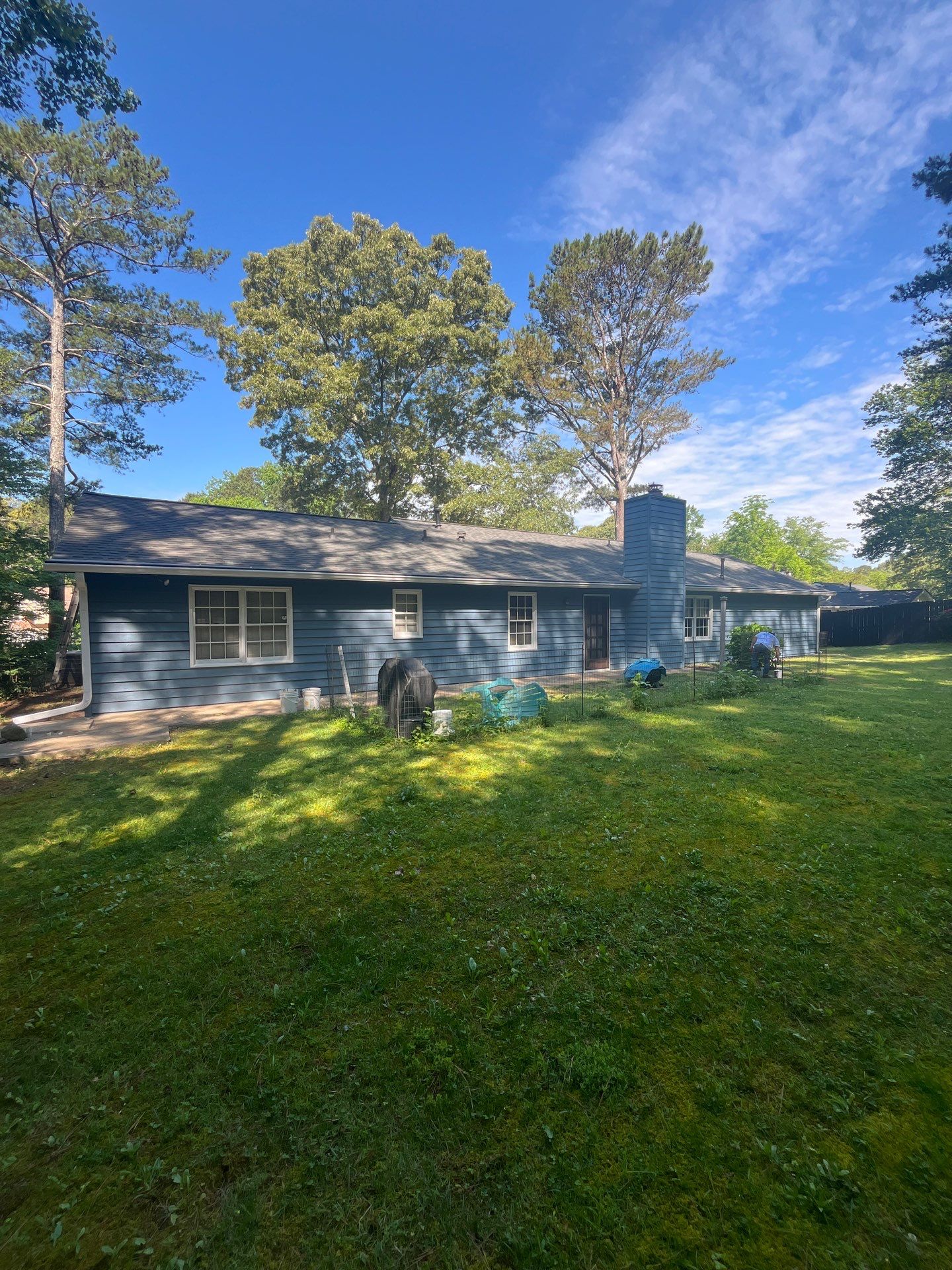 Marietta, GA Exterior Painting Transformation with Blue Paint by Nelson Exteriors
