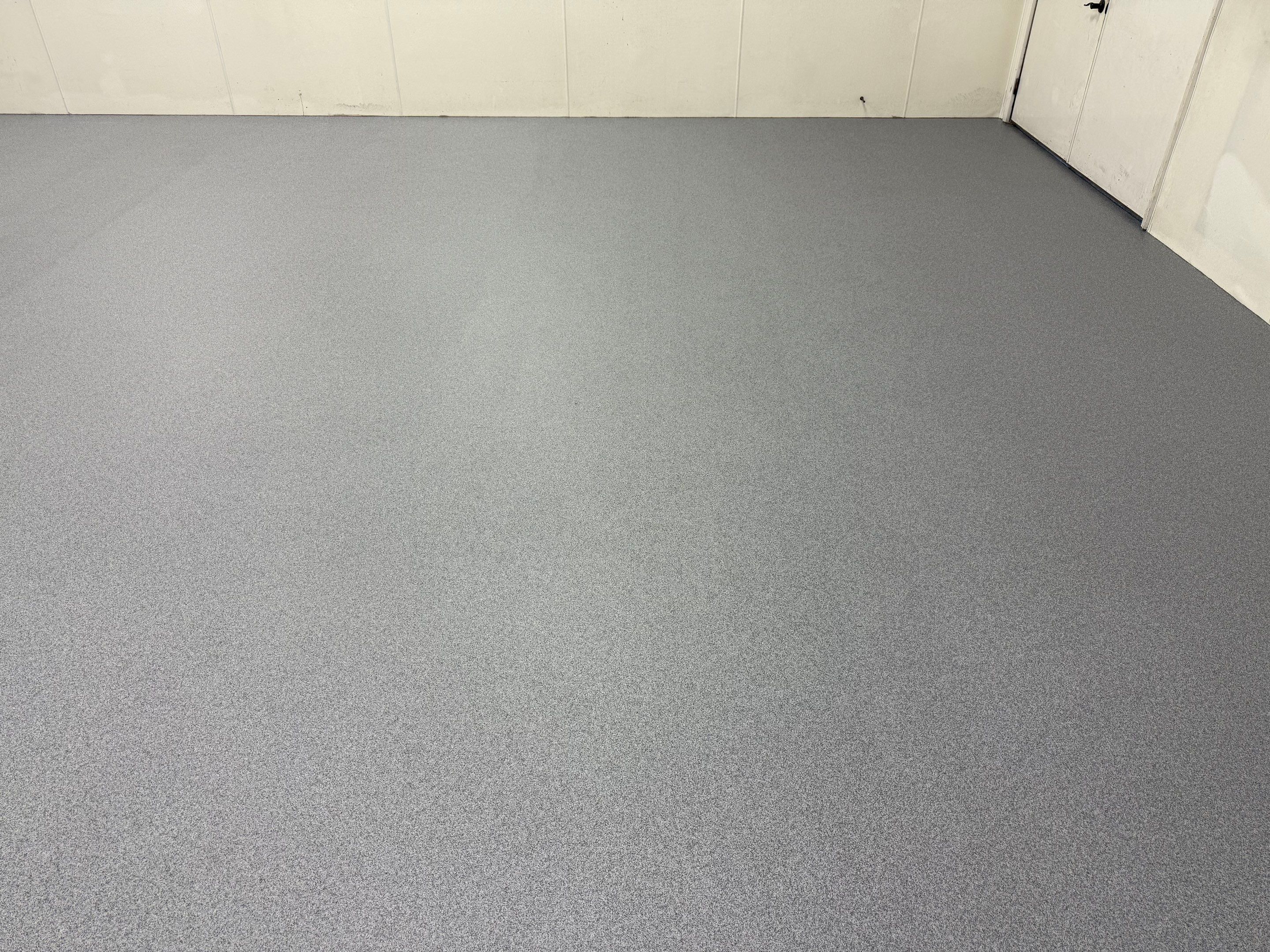 Commercial Grey Speckled Epoxy Floor Coating for Industrial Workshop by Select Painting, Coatings & Garage Cabinets