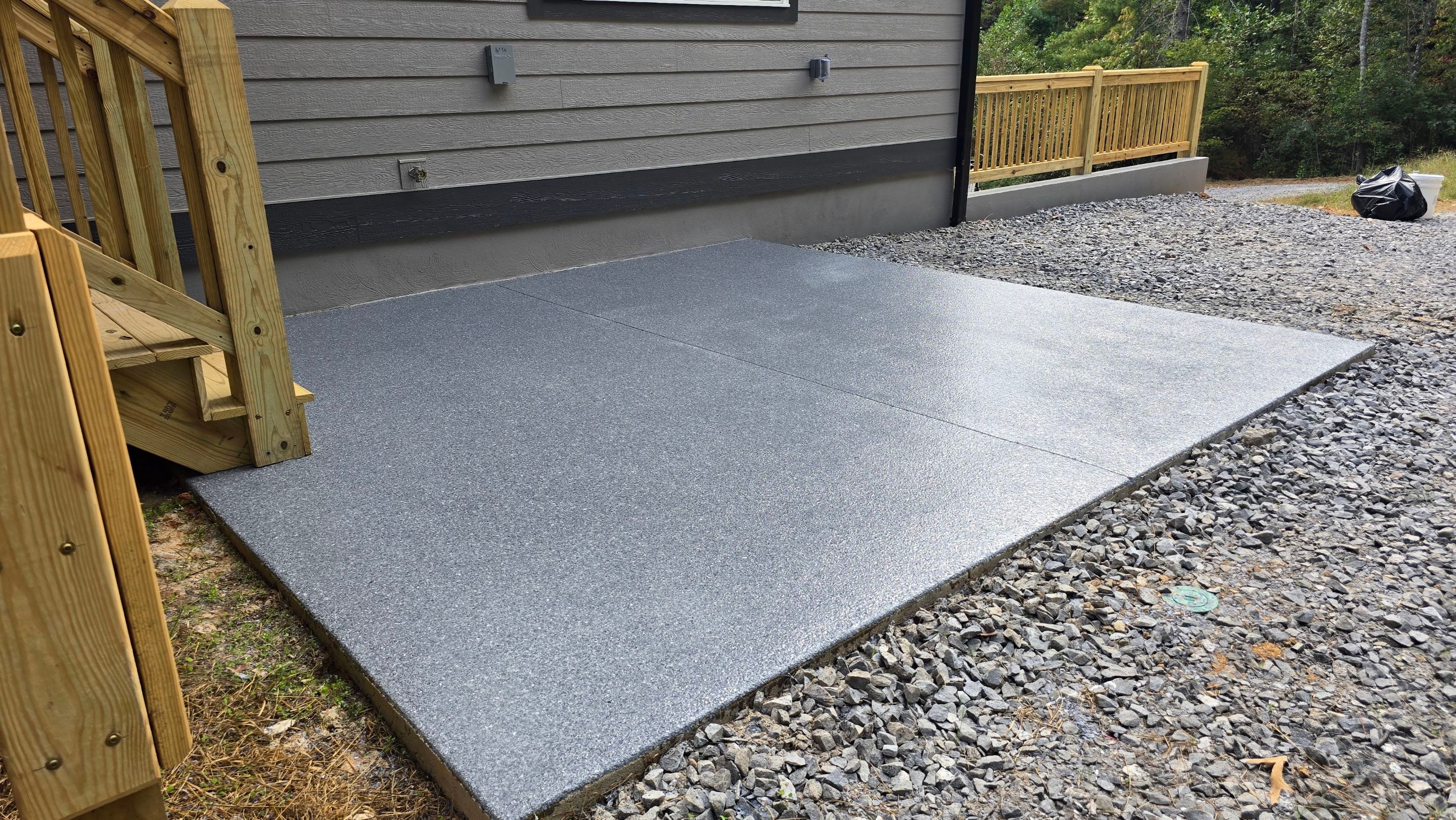 Patio Using Basalt & Garage Using Gravel by Elite Floor Solutions