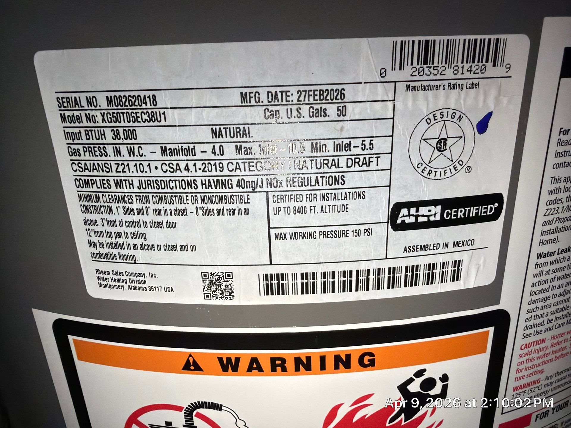 Rheem Performance 50-Gallon Gas Water Heater Installation – Homewood, IL | GSHA Services, LTD by GSHA Services LTD