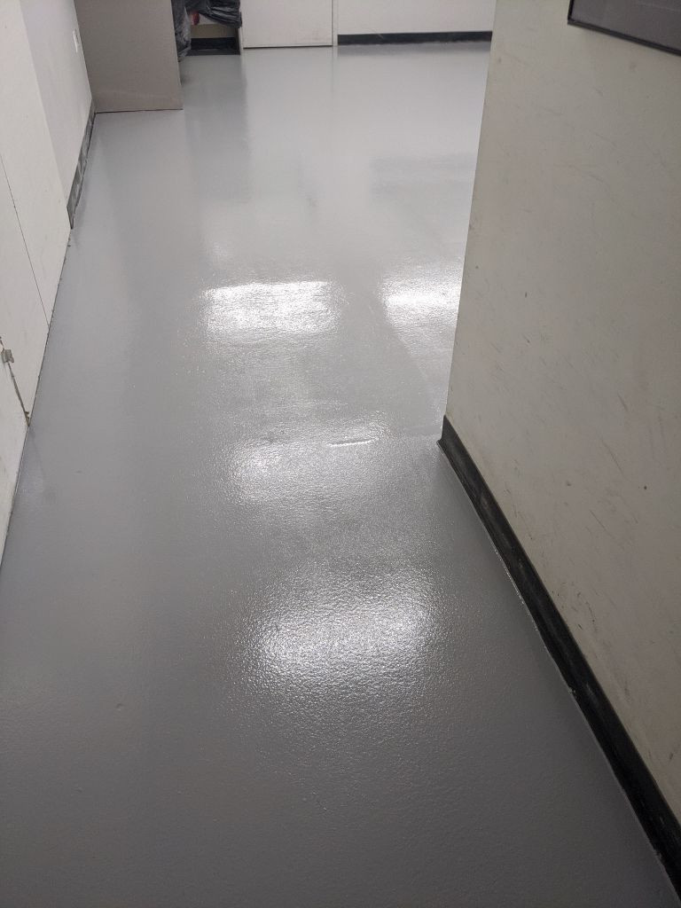 Commercial Flooring using Solid Haze Grey by Croc Coatings, LLC