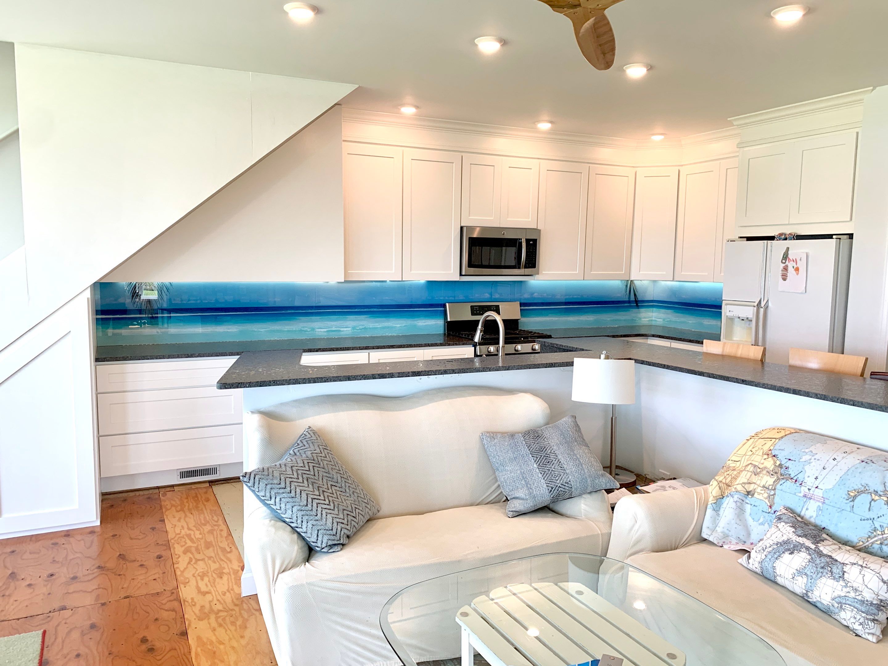 Kitchen Remodel using Maui Beach IMAGIO Solid Glass Backsplash by IMAGIO