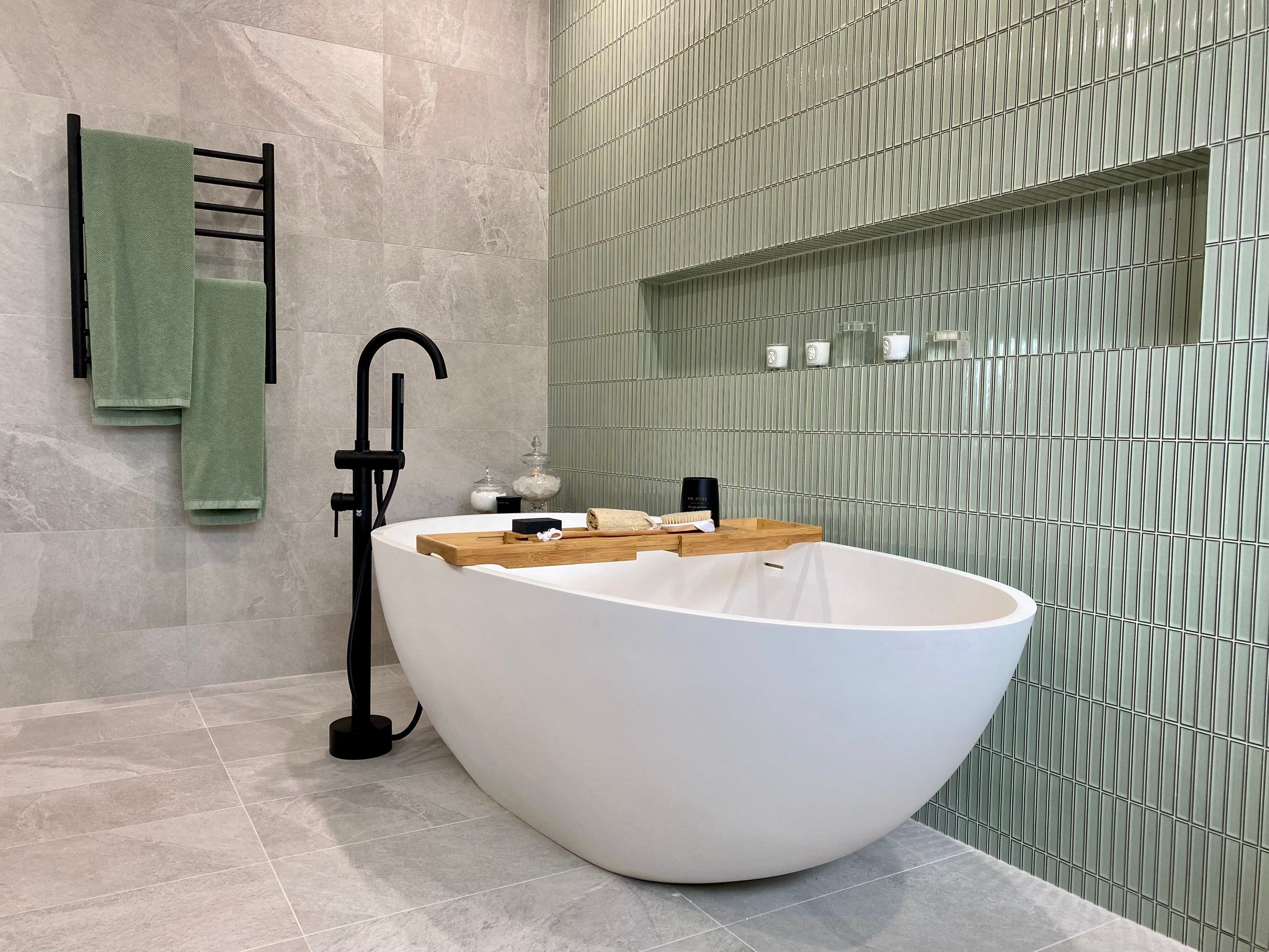 Bathroom Renovation using XROCK 36W White natural 300 x 600 by Re-seal Bathrooms