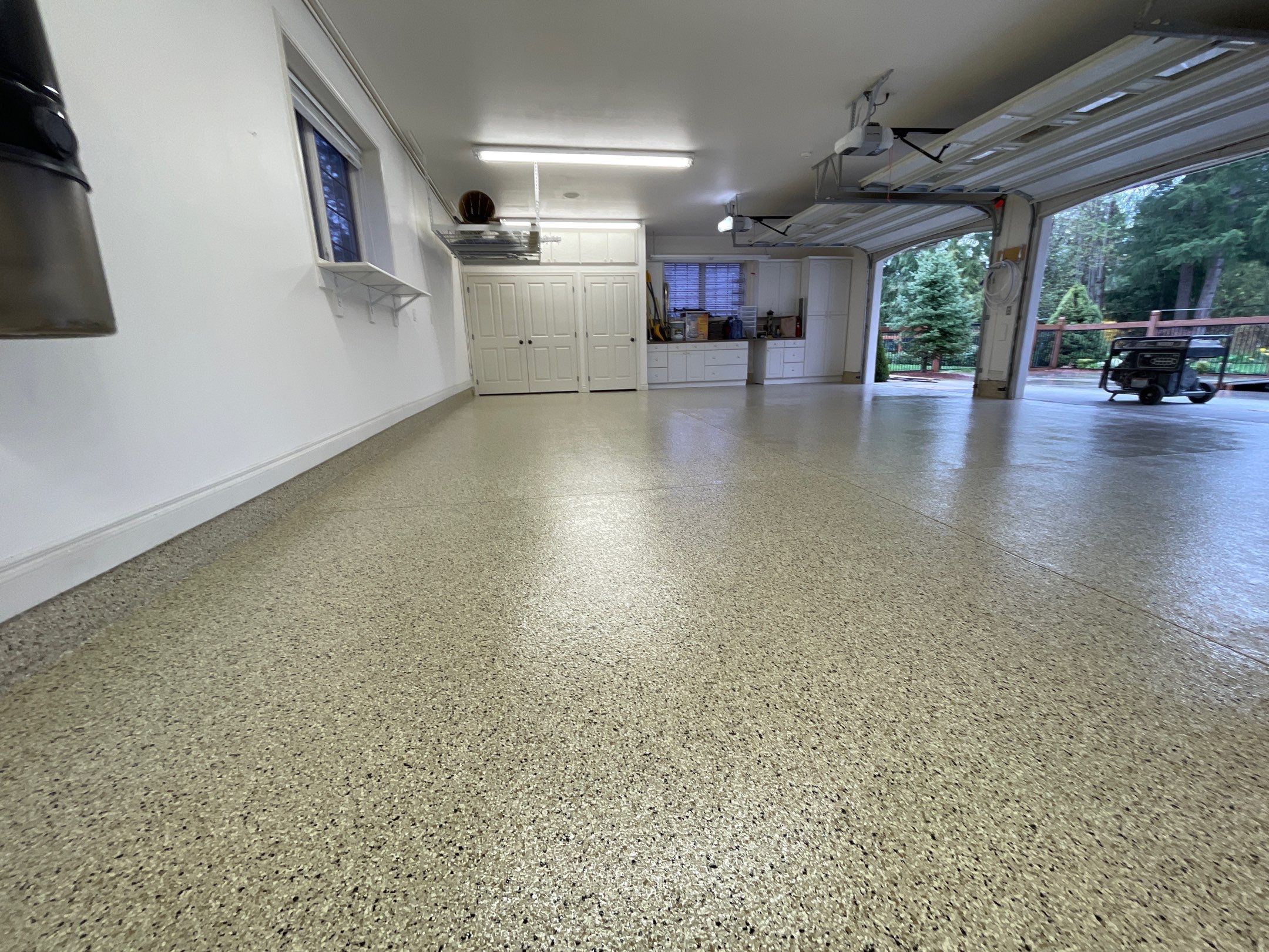 Garage Transformation using Driftwood Colorway by Croc Coatings, LLC