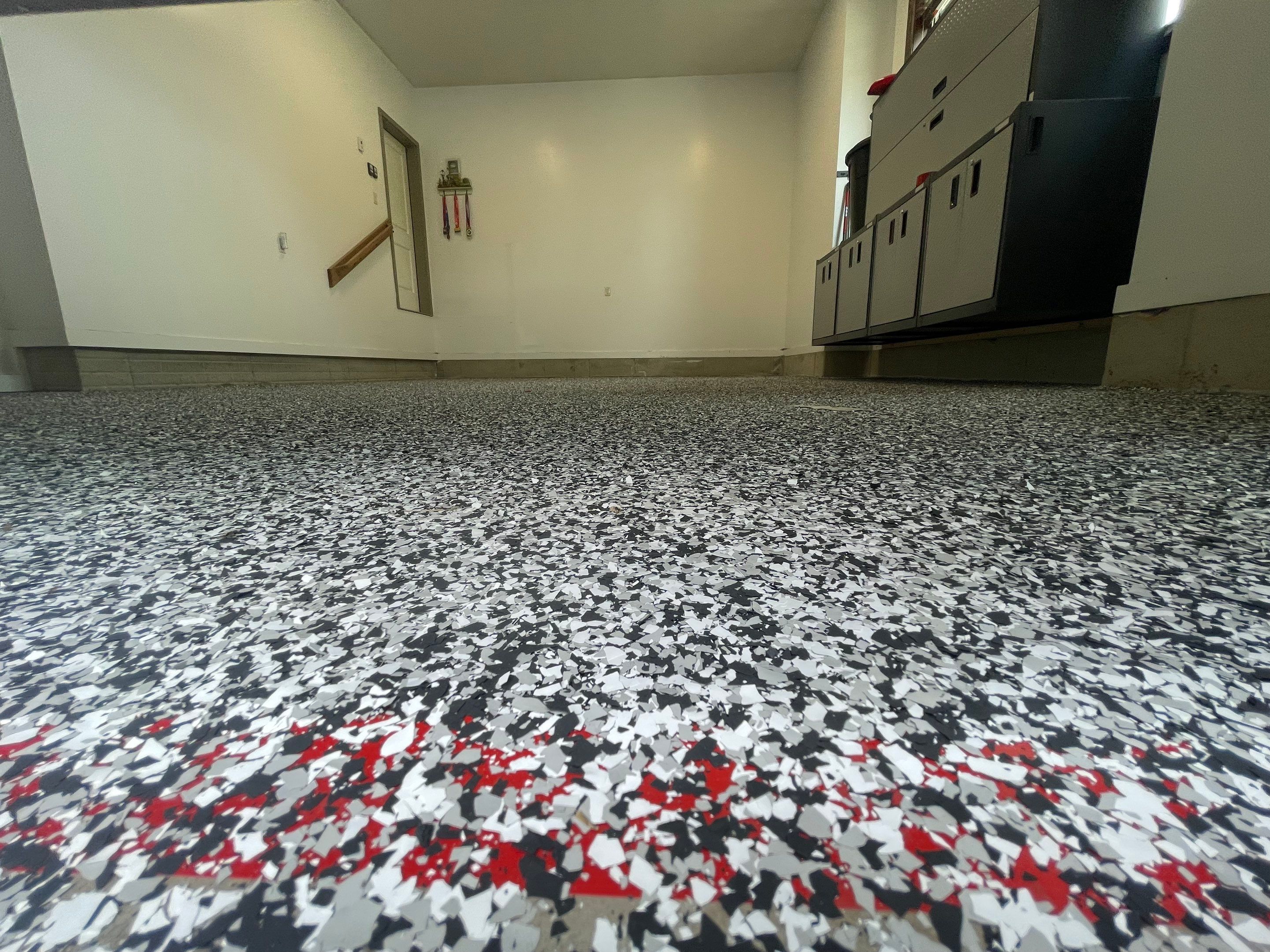 Garage Floor Coating and Domino Flake Finish in Sioux Falls by Select Painting, Coatings & Garage Cabinets