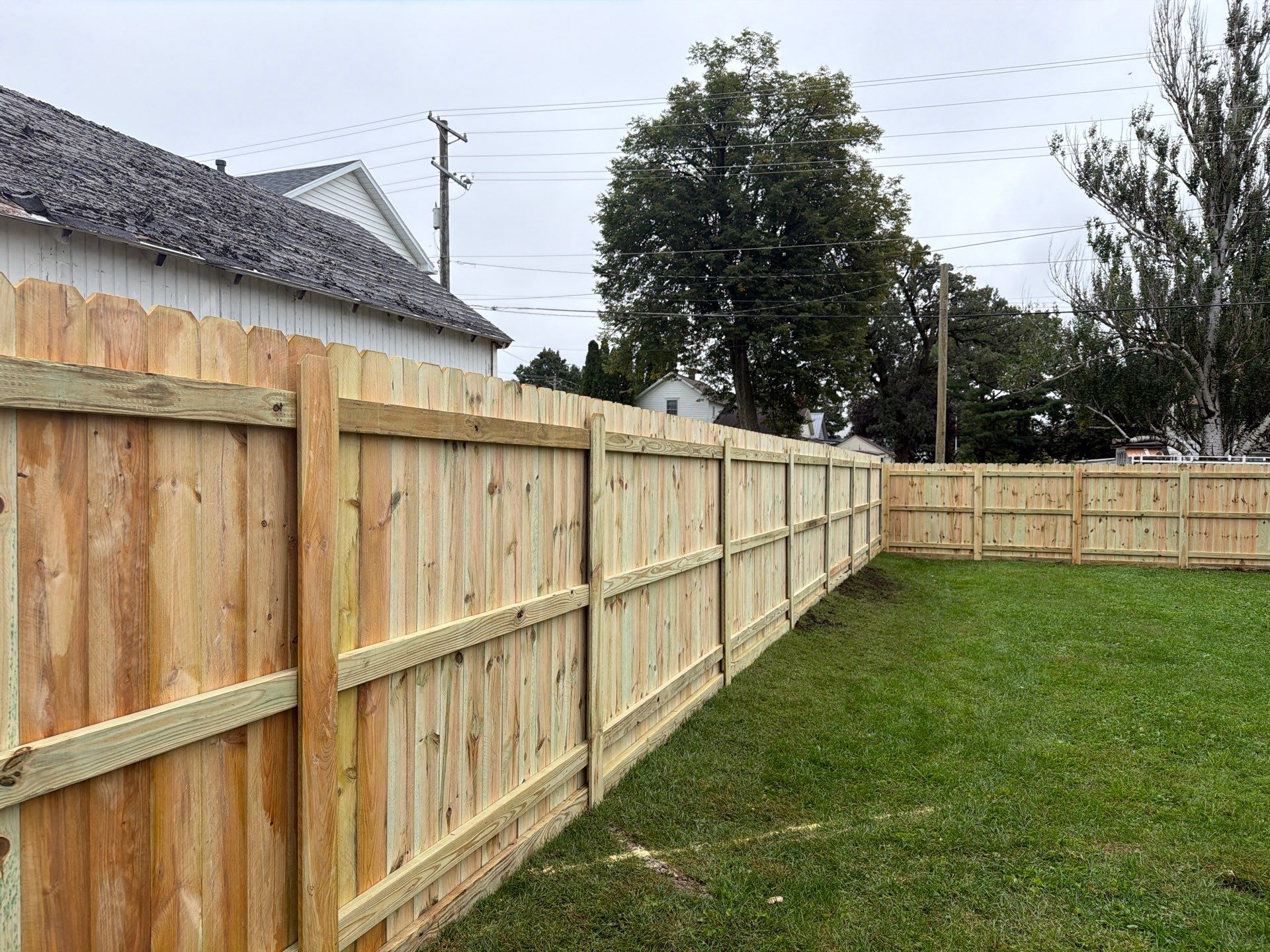 Custom Wood Privacy Fence and Black Chain Link Gate in Independence by Perfect Picket Fence and Stain