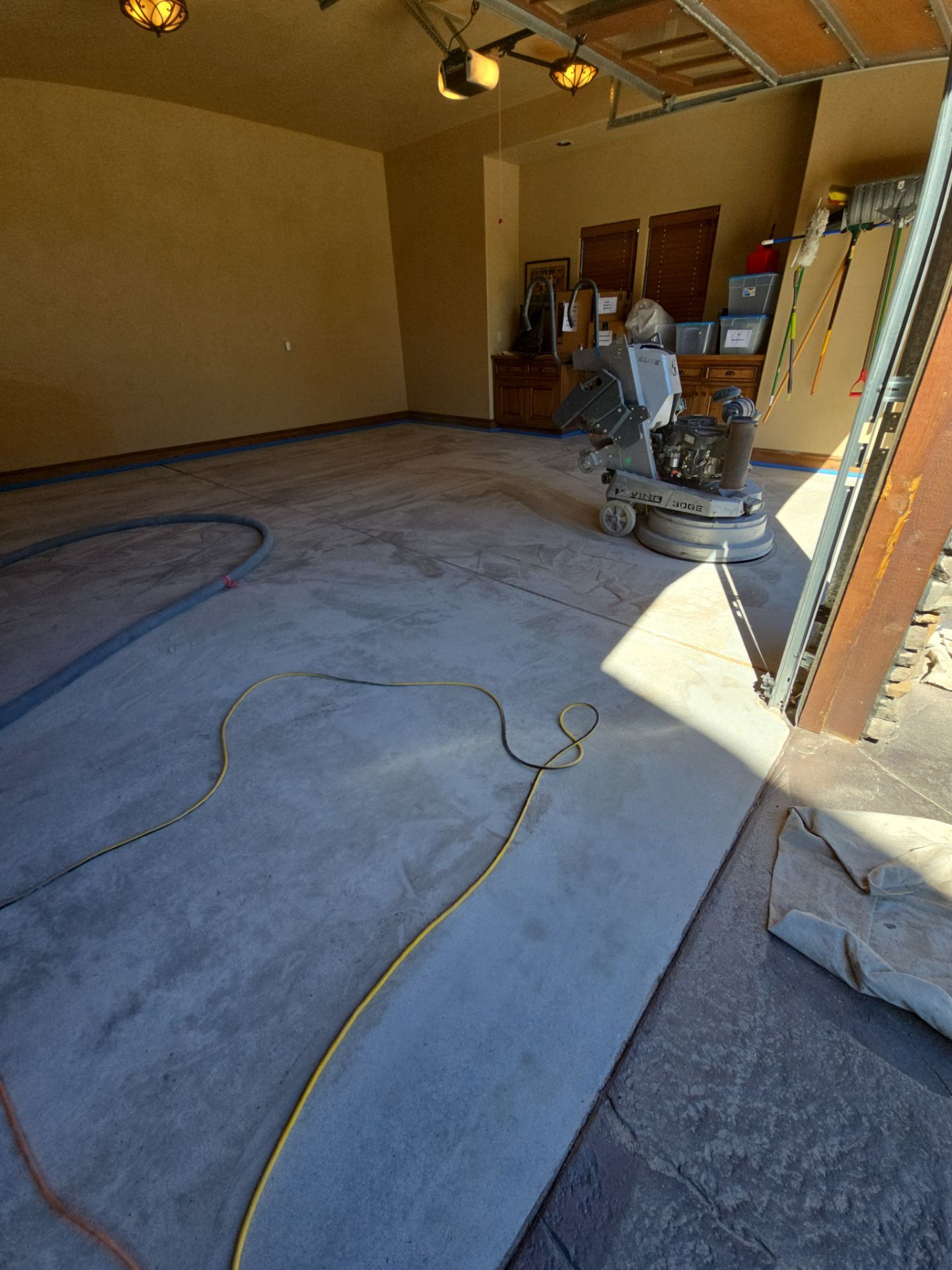 Garage Transformation using Stone/Marble Hybrid by Croc Coatings, LLC