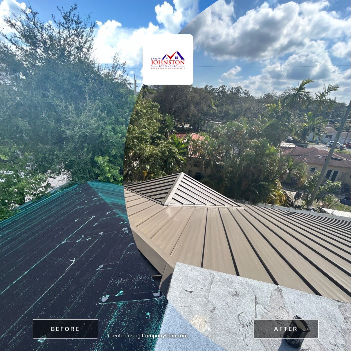 COMMERCIAL REROOF 24 GUAGE MEDIUM BRONZE 1-1/2" MECHANICAL SEAM "ZEBRA METHOD" by Earl W. Johnston Roofing LLC