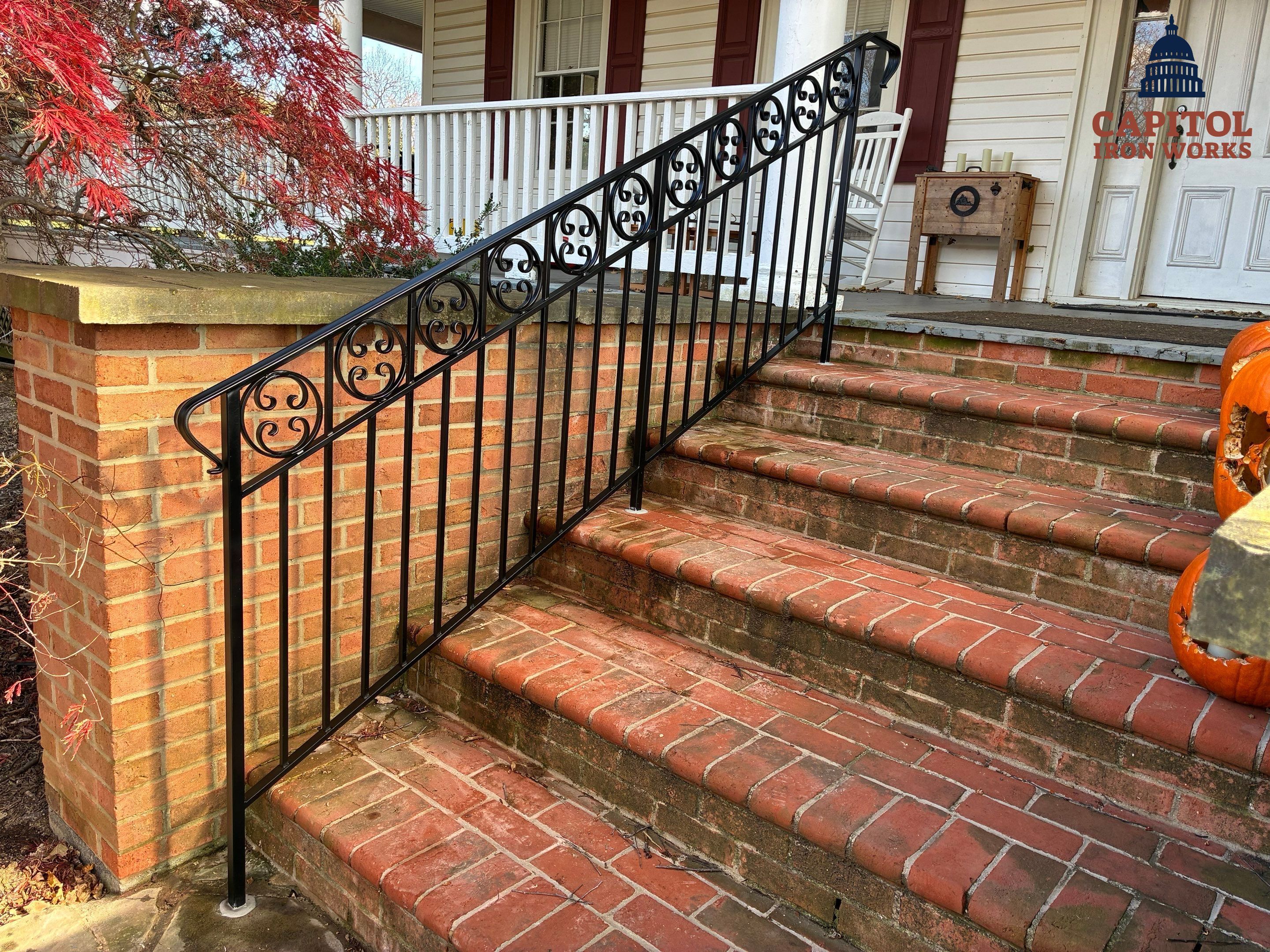 Traditional Exterior Steel Railing – Custom Entryway & Porch – Germantown, MD by Capitol Iron Works