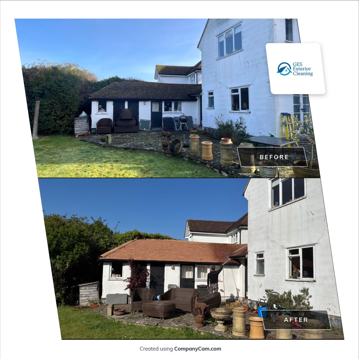 Roof Clean  - Moss Removal - Gutter Clean using Honda 15lpm Low Pressure Washing Machine by Ges Exterior Cleaning ltd