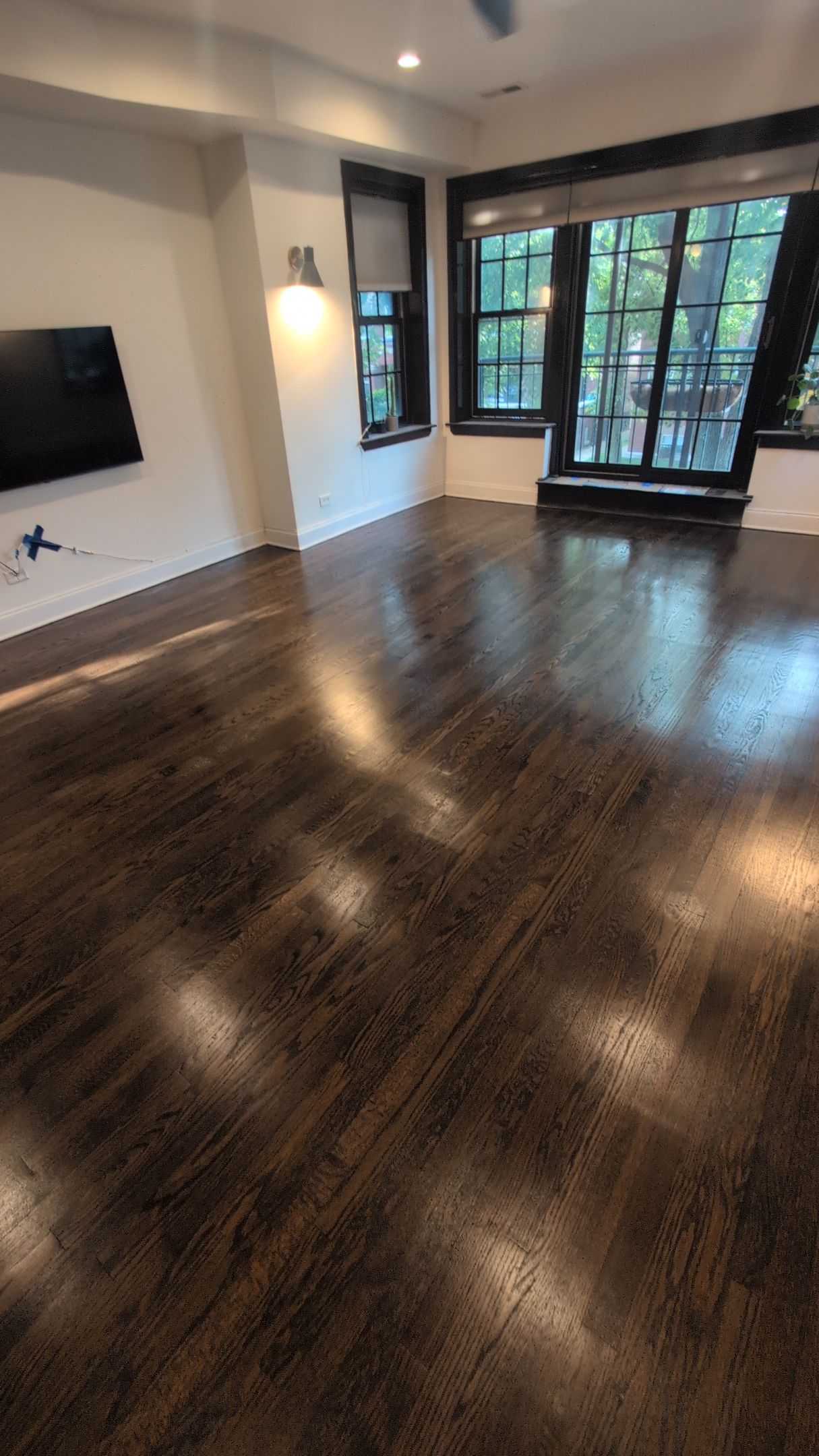 Residential Hardwood Floor Sand and Finish with Dark Stain in Chicago by Floor Coverings International of Chicago North Side