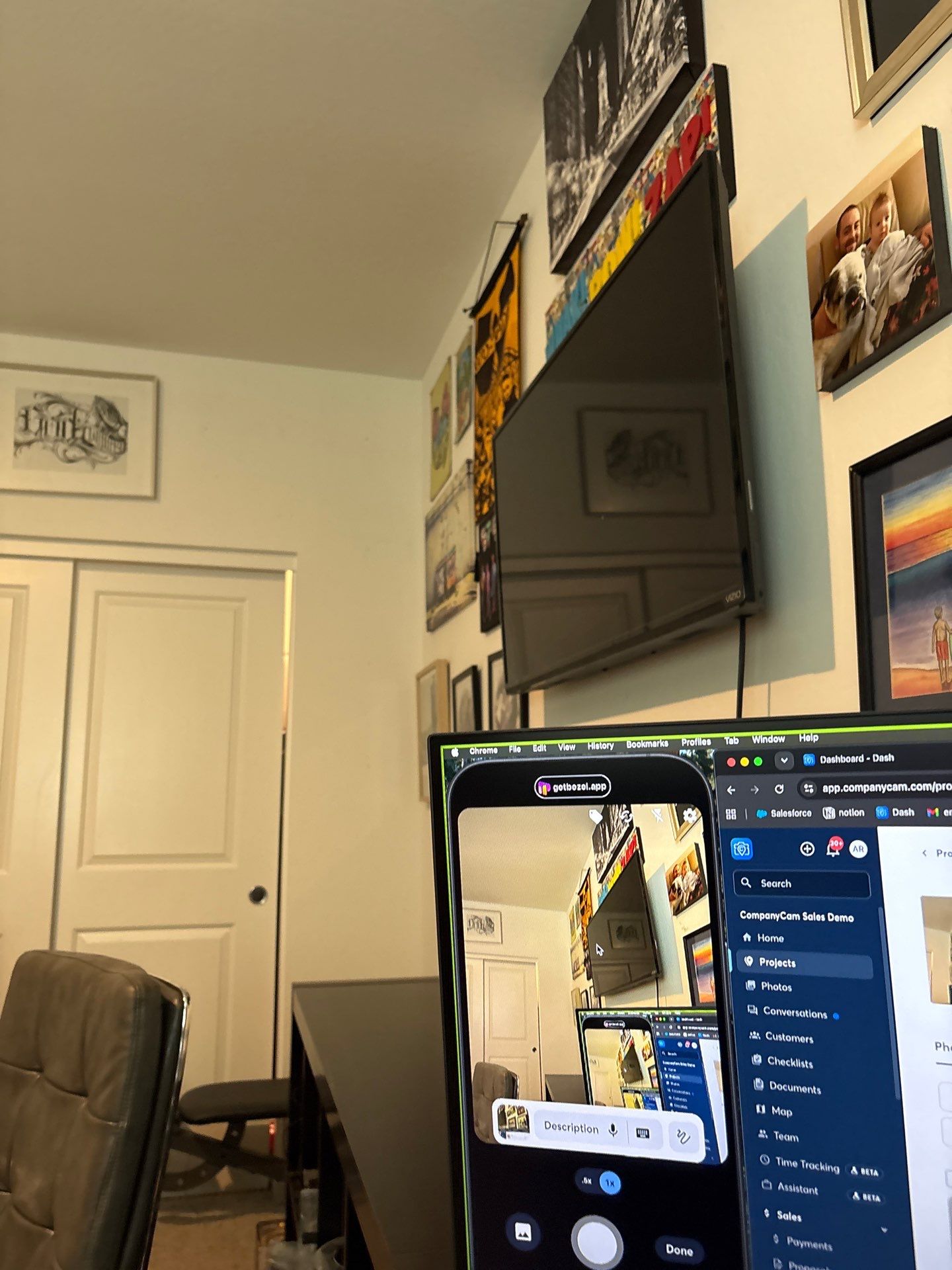 Residential TV Mounting and Media Wall Integration in Buckeye by CompanyCam Sales Demo