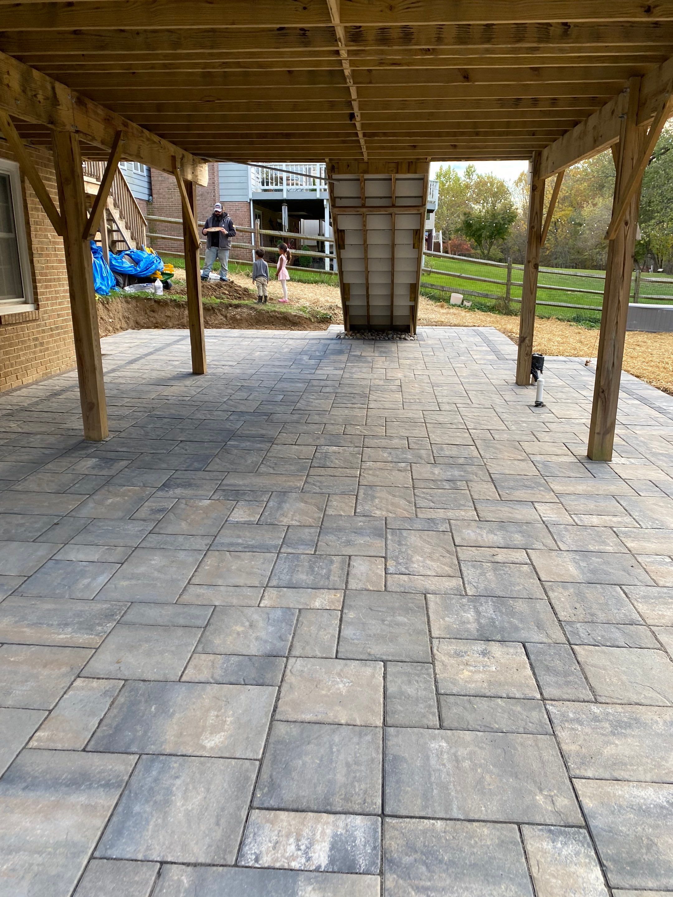 Backyard Transformation using Techo-Bloc Pavers by The Smet Companies, LLC